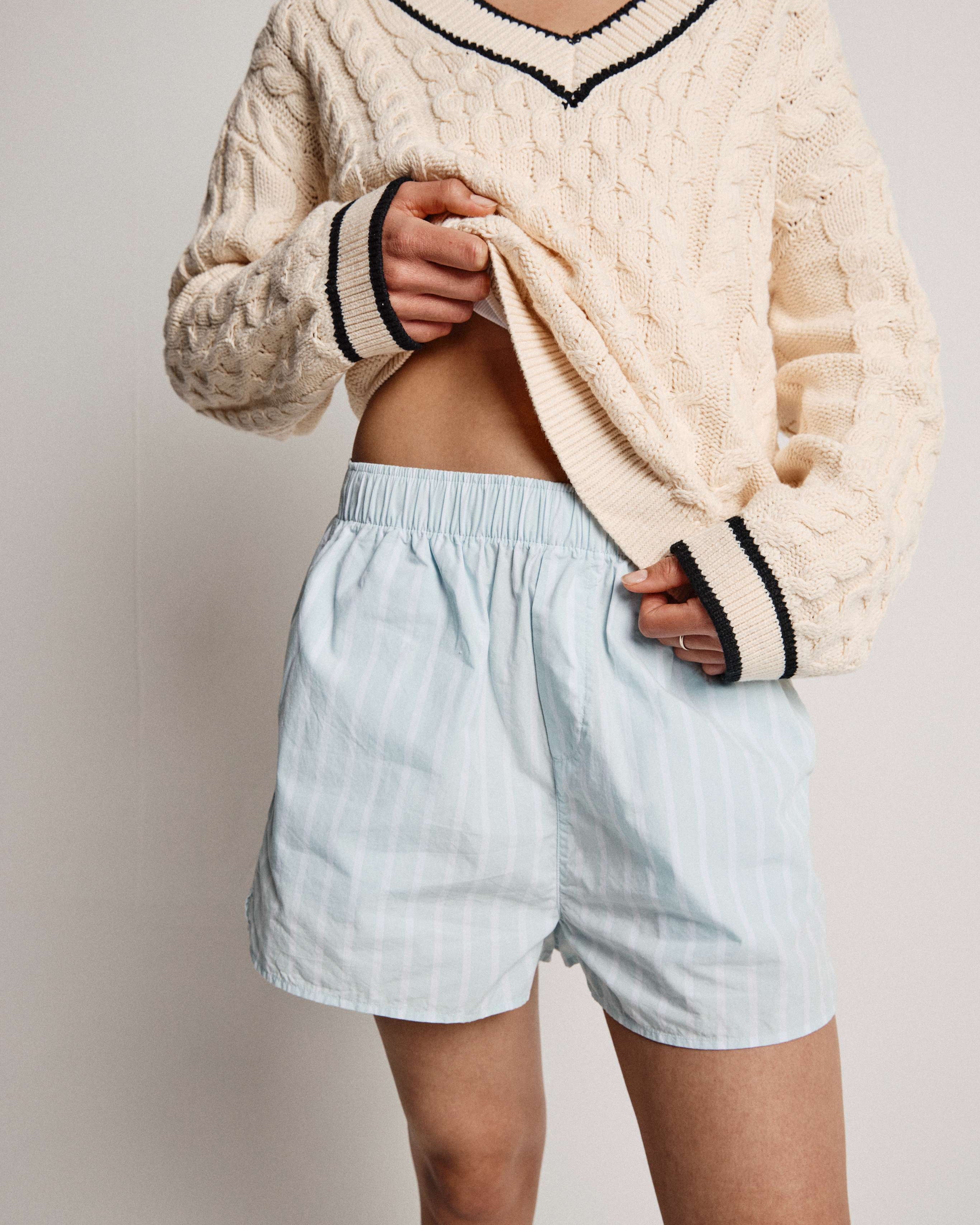 Women Icy Blue Stripe Boxer