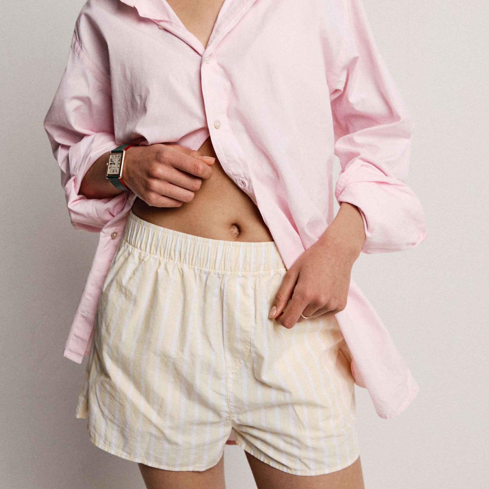 Women Buttery Yellow Stripe Boxer