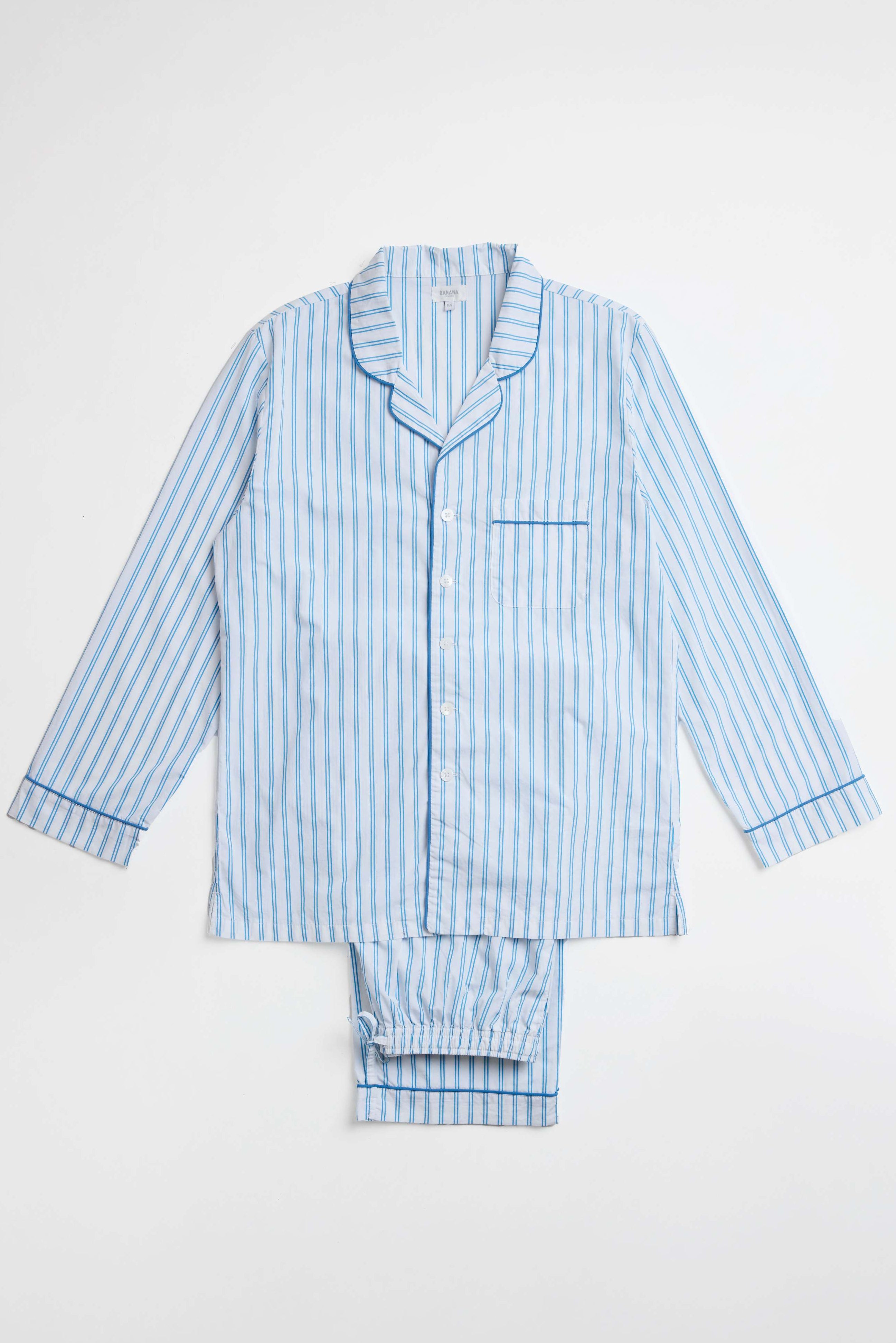 Adult Blue French Stripe PJ Set Banana London adult-blue-french-stripe-pj-set-banana-london