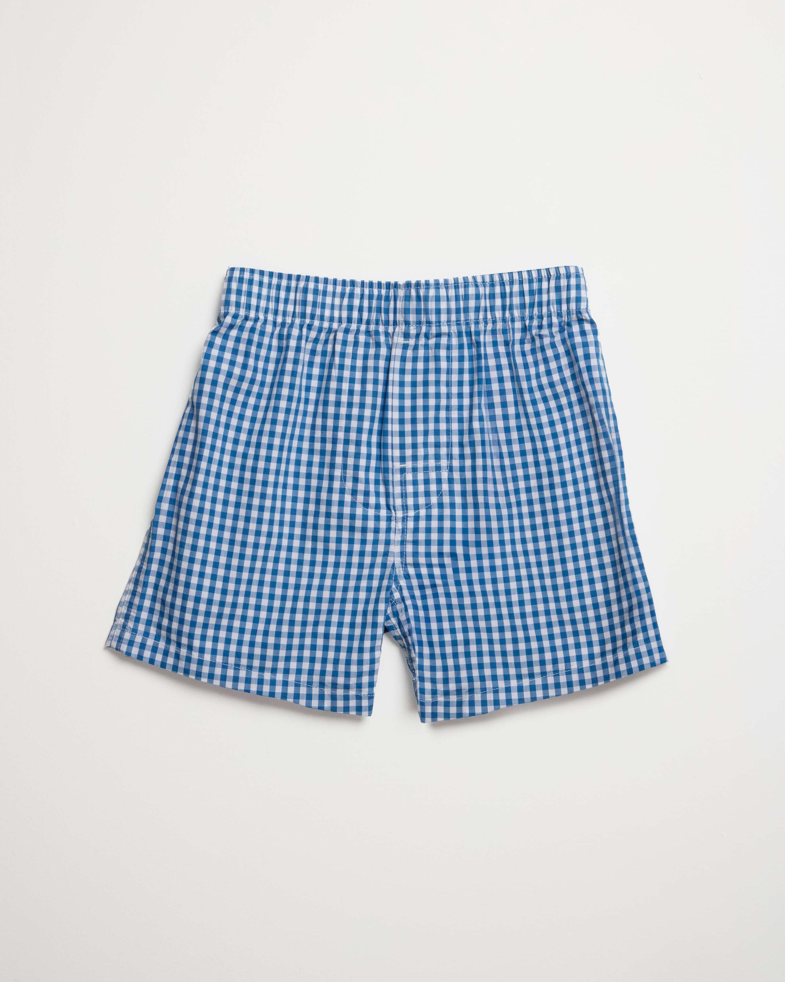 Kids Navy Blue Gingham Boxer