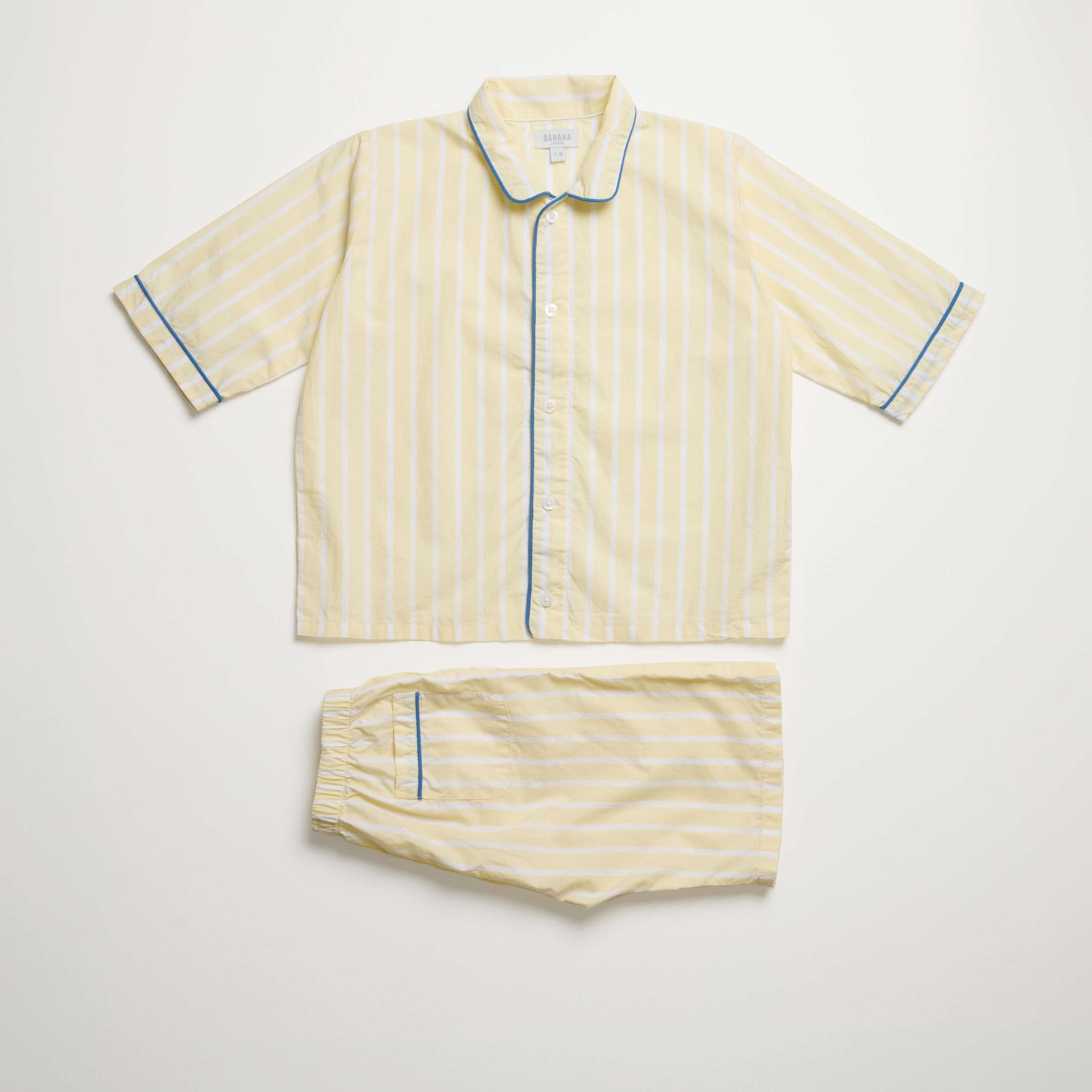 Kids Buttery Yellow Stripe PJ Set Short