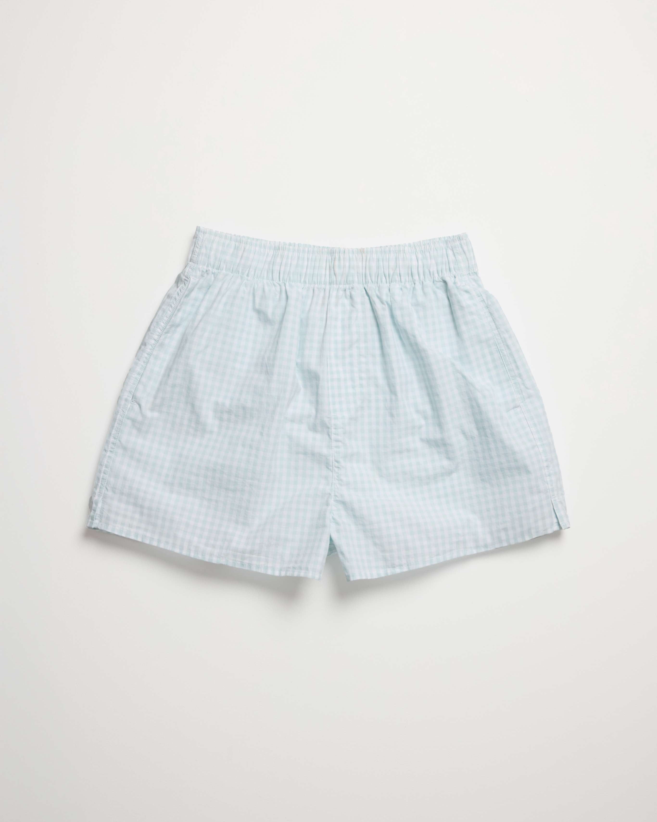 Women Pale Blue Gingham Boxer
