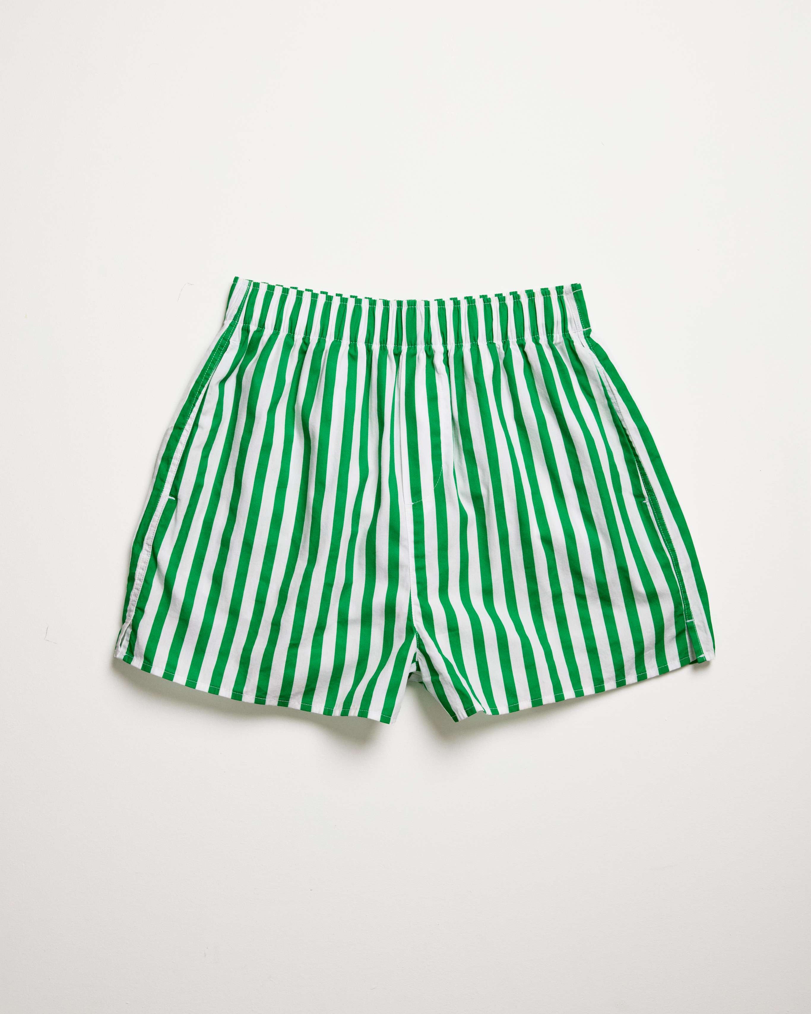 Women Green and White Stripe Boxer
