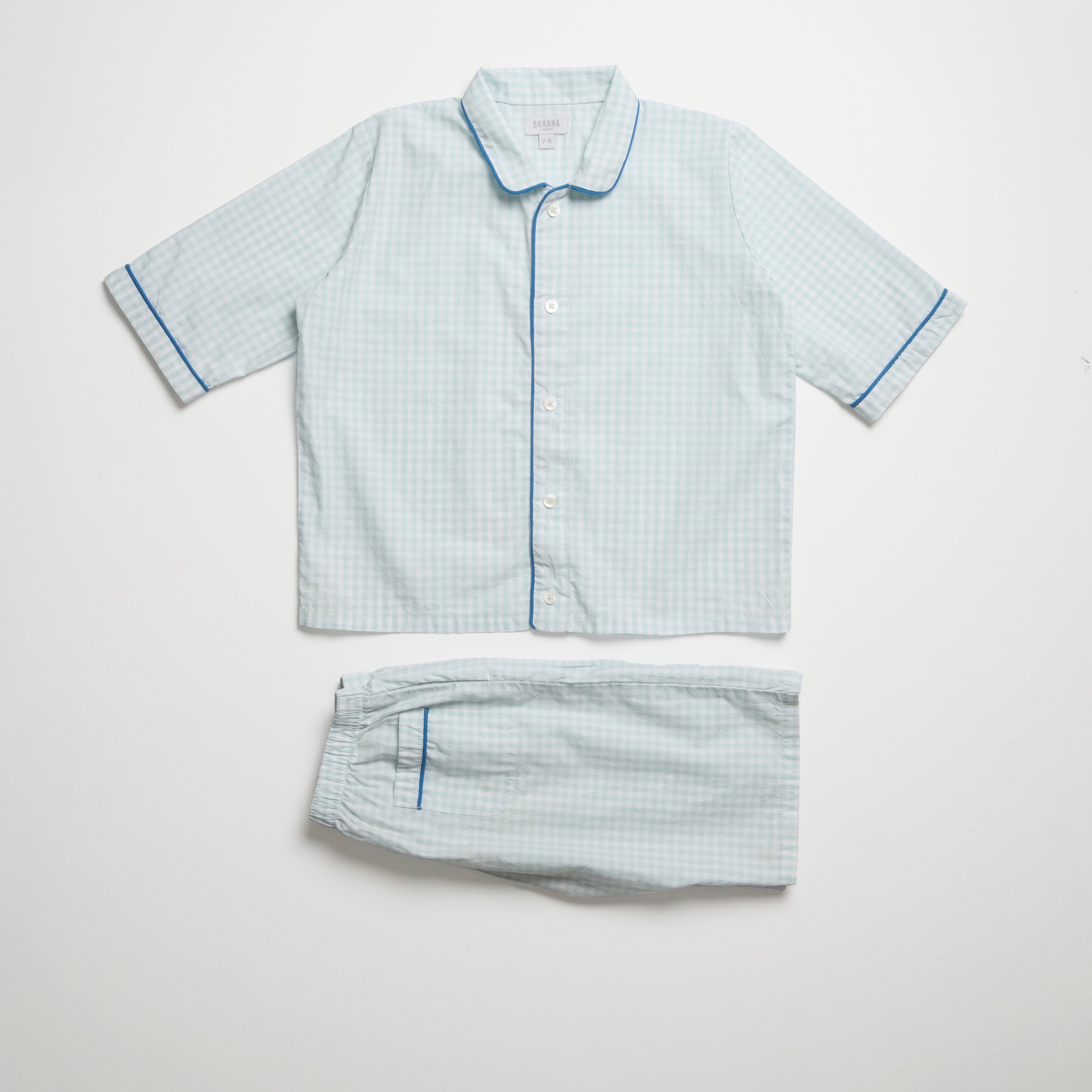 Kids Pale Blue Gingham PJ Short Set