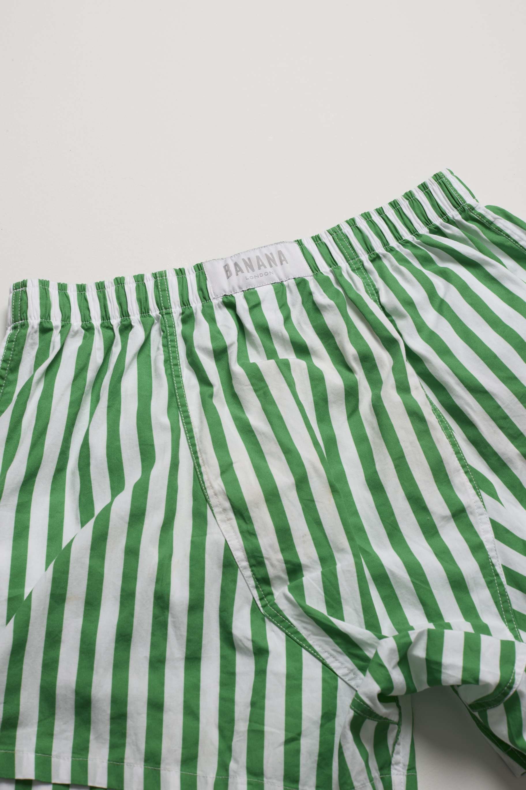 Men Green and White Stripe Boxer
