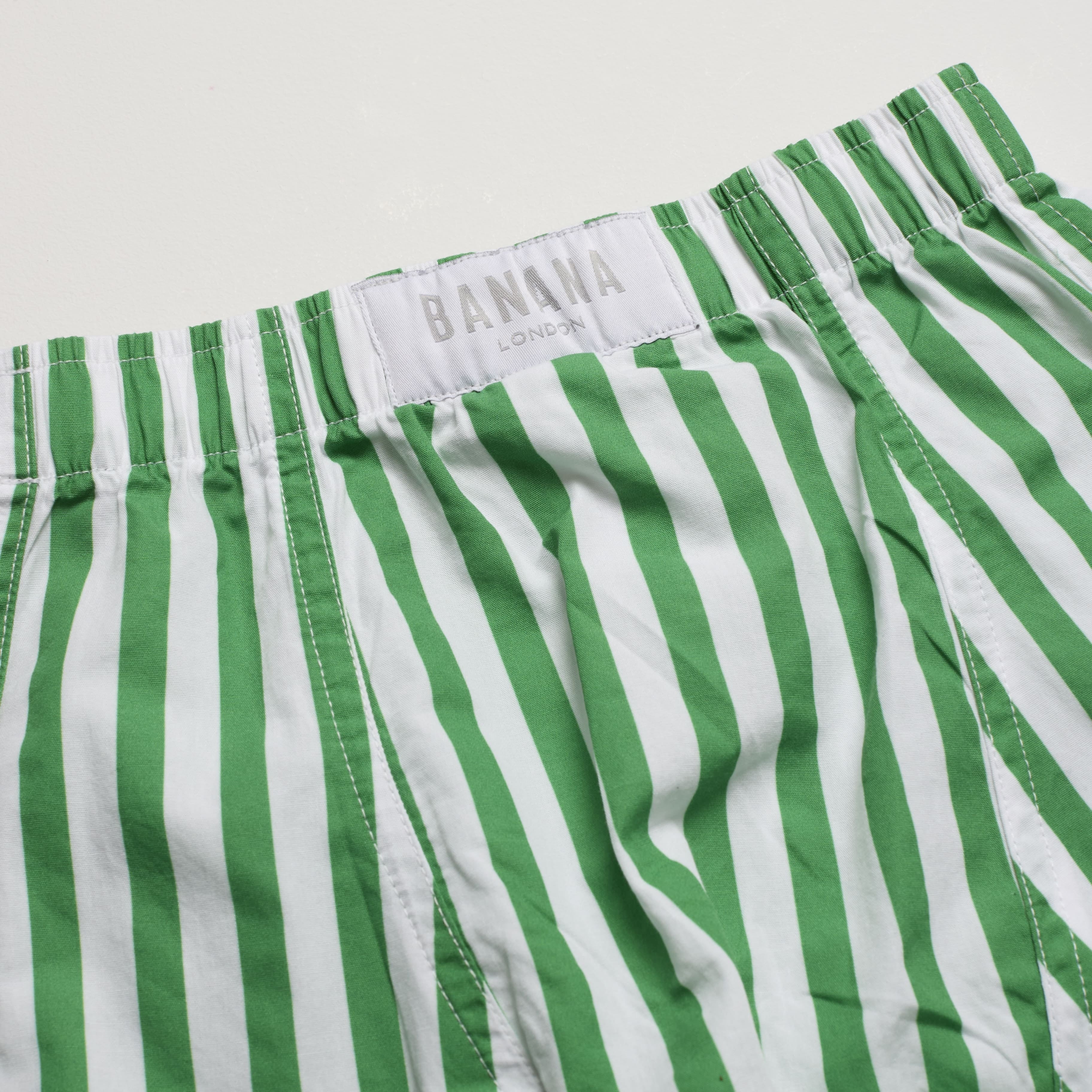 Kids Green and White Stripe Boxer
