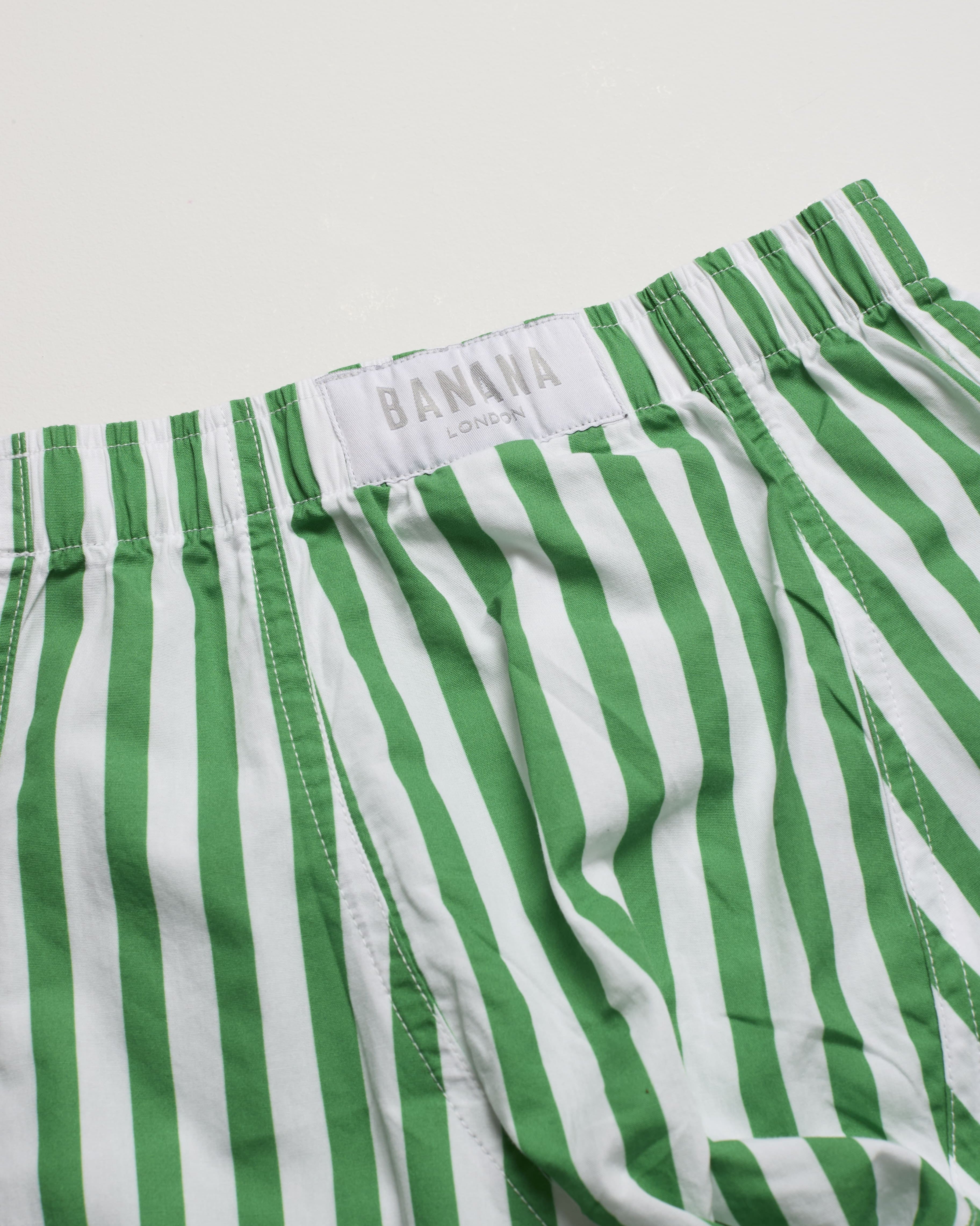 Kids Green and White Stripe Boxer