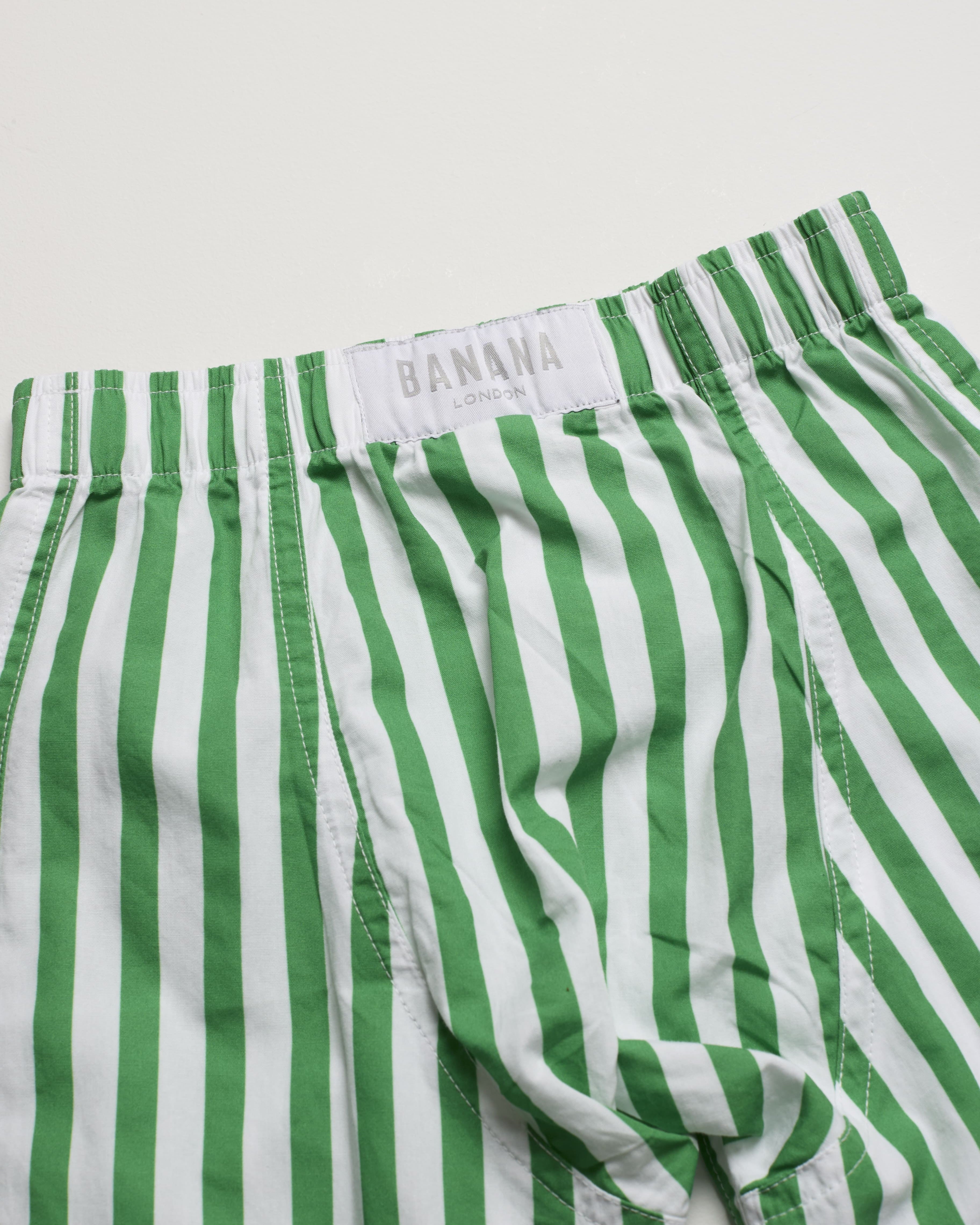Kids Green and White Stripe Boxer