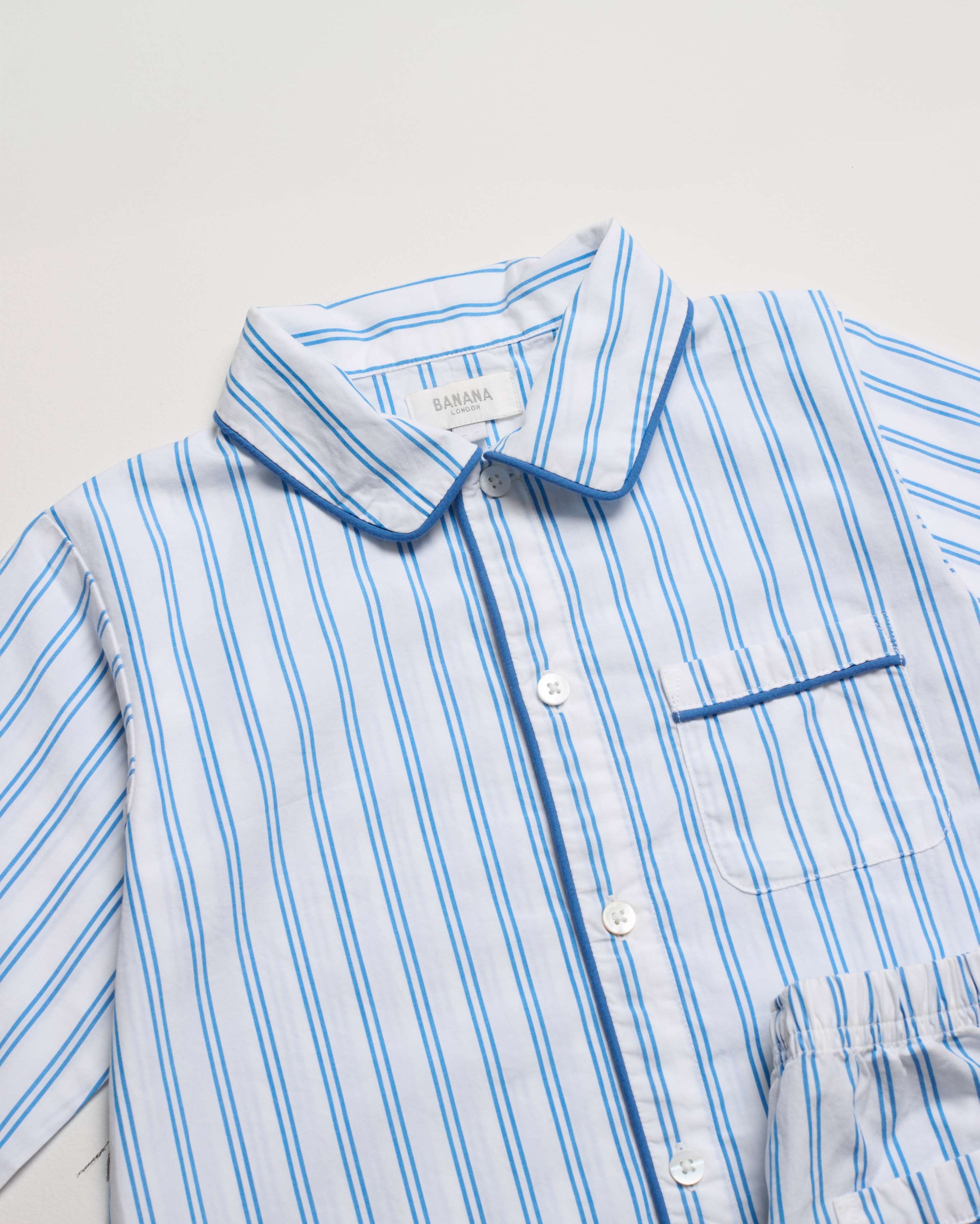 Kids Blue French Stripe PJ Long Set