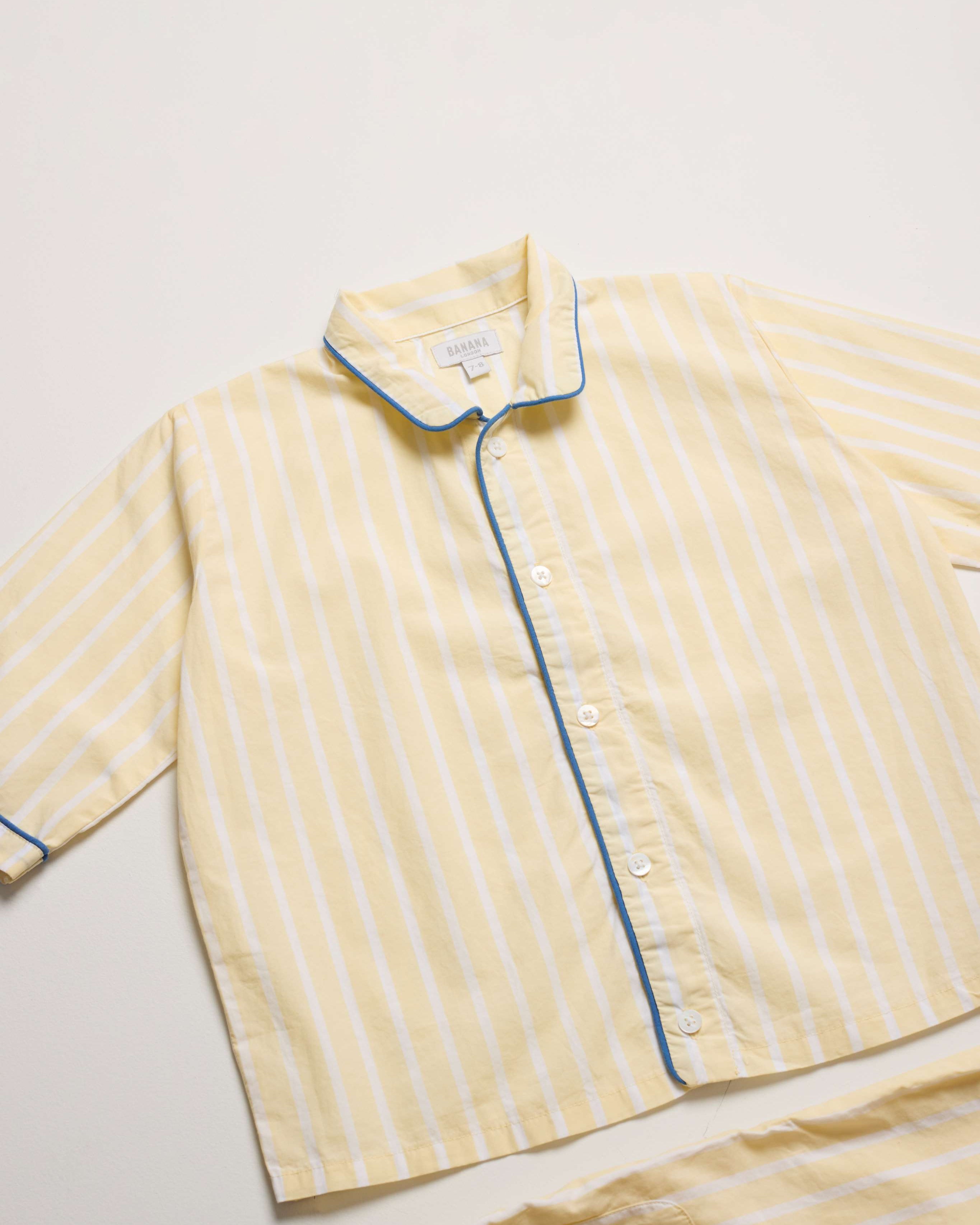 Kids Buttery Yellow Stripe PJ Set Short