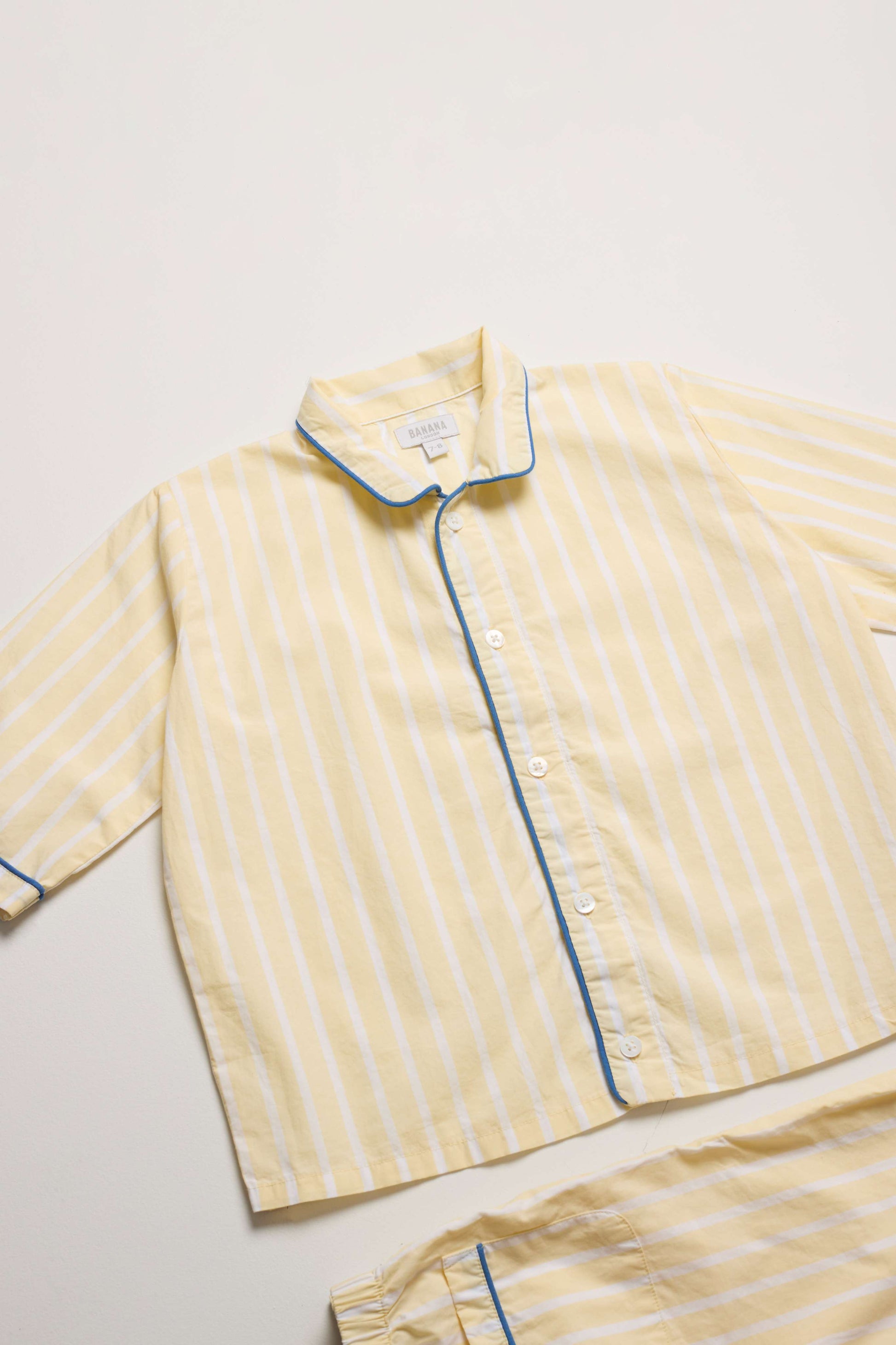 Kids Buttery Yellow Stripe PJ Set Short