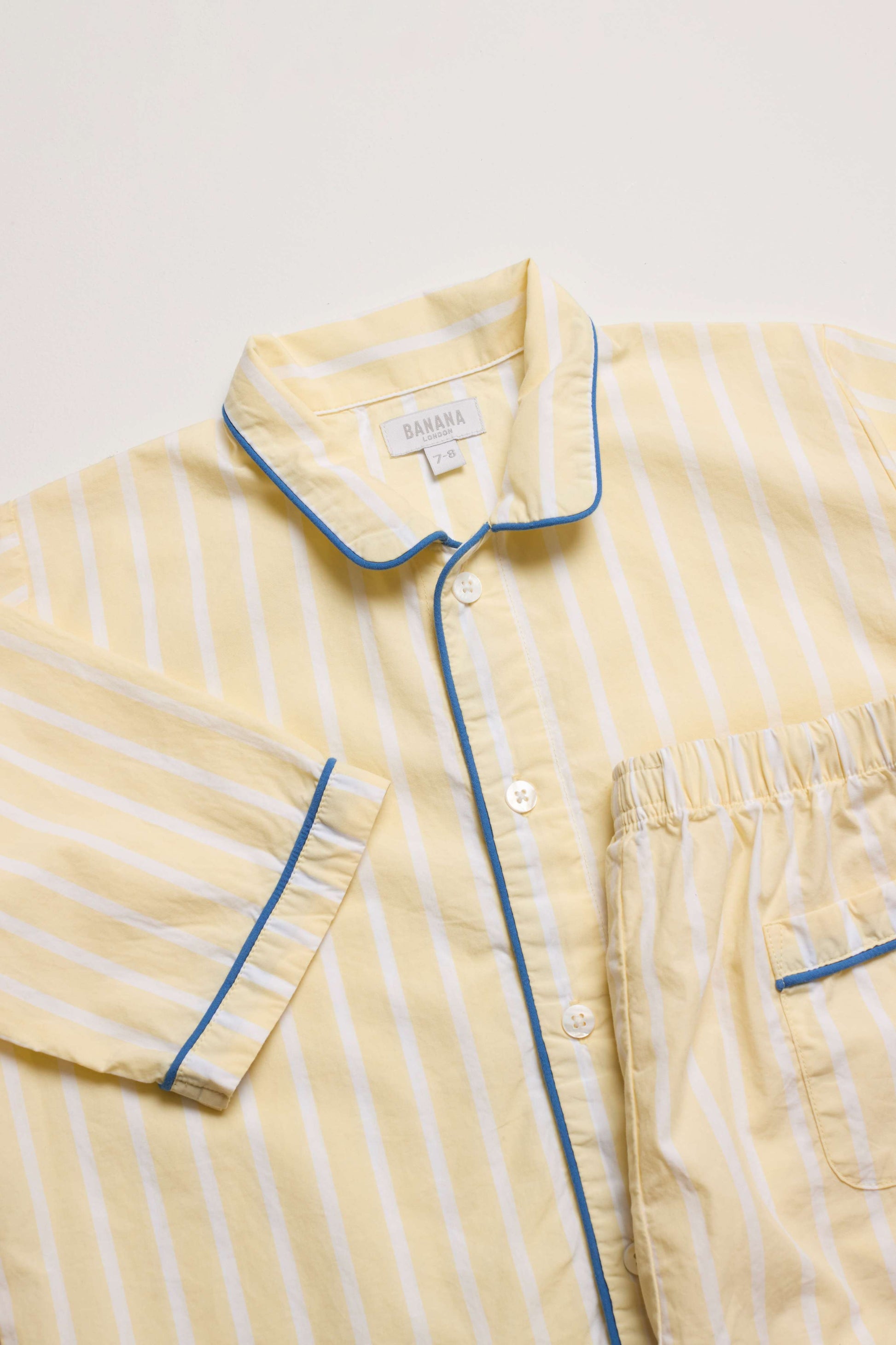 Kids Buttery Yellow Stripe PJ Set Short