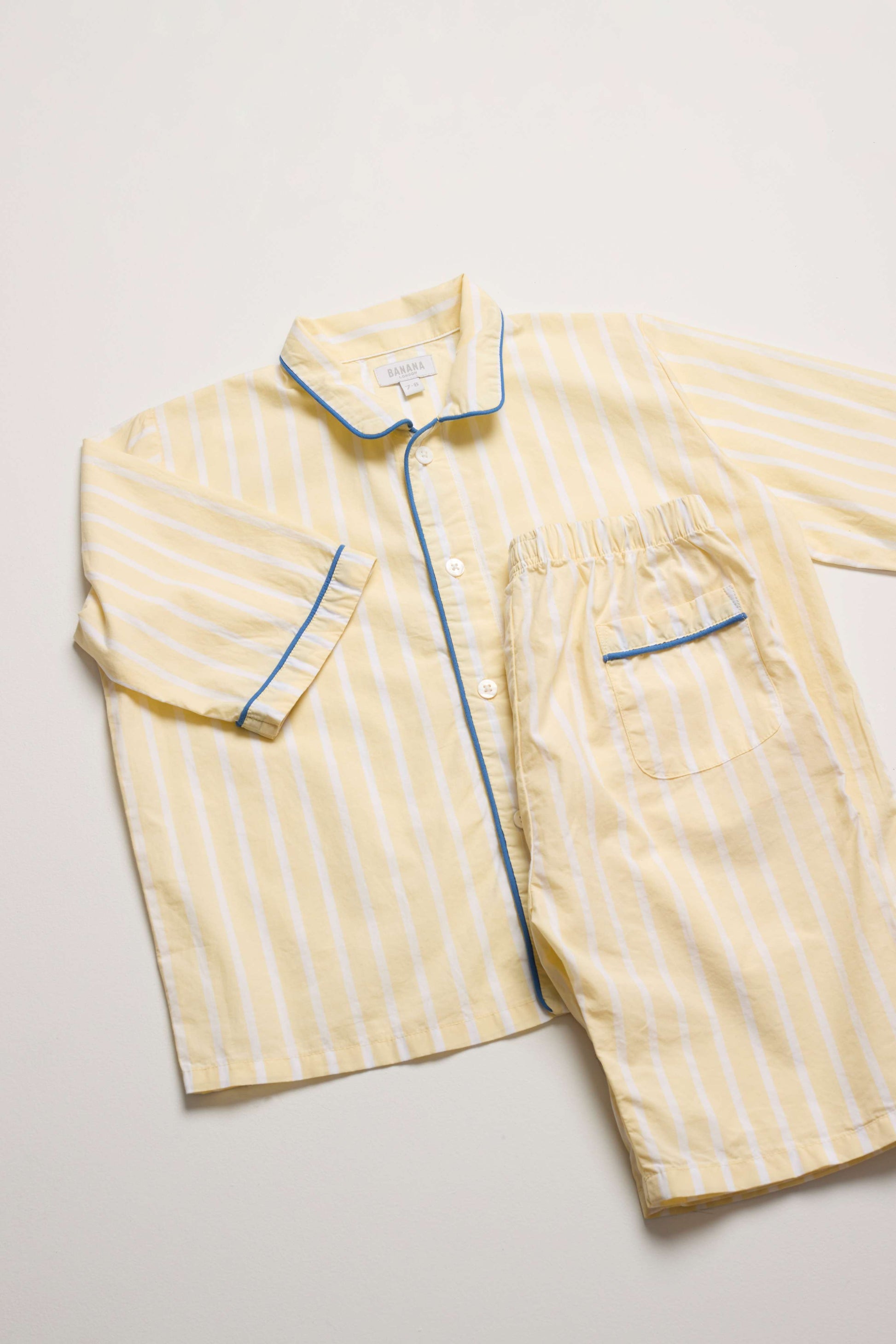 Kids Buttery Yellow Stripe PJ Set Short