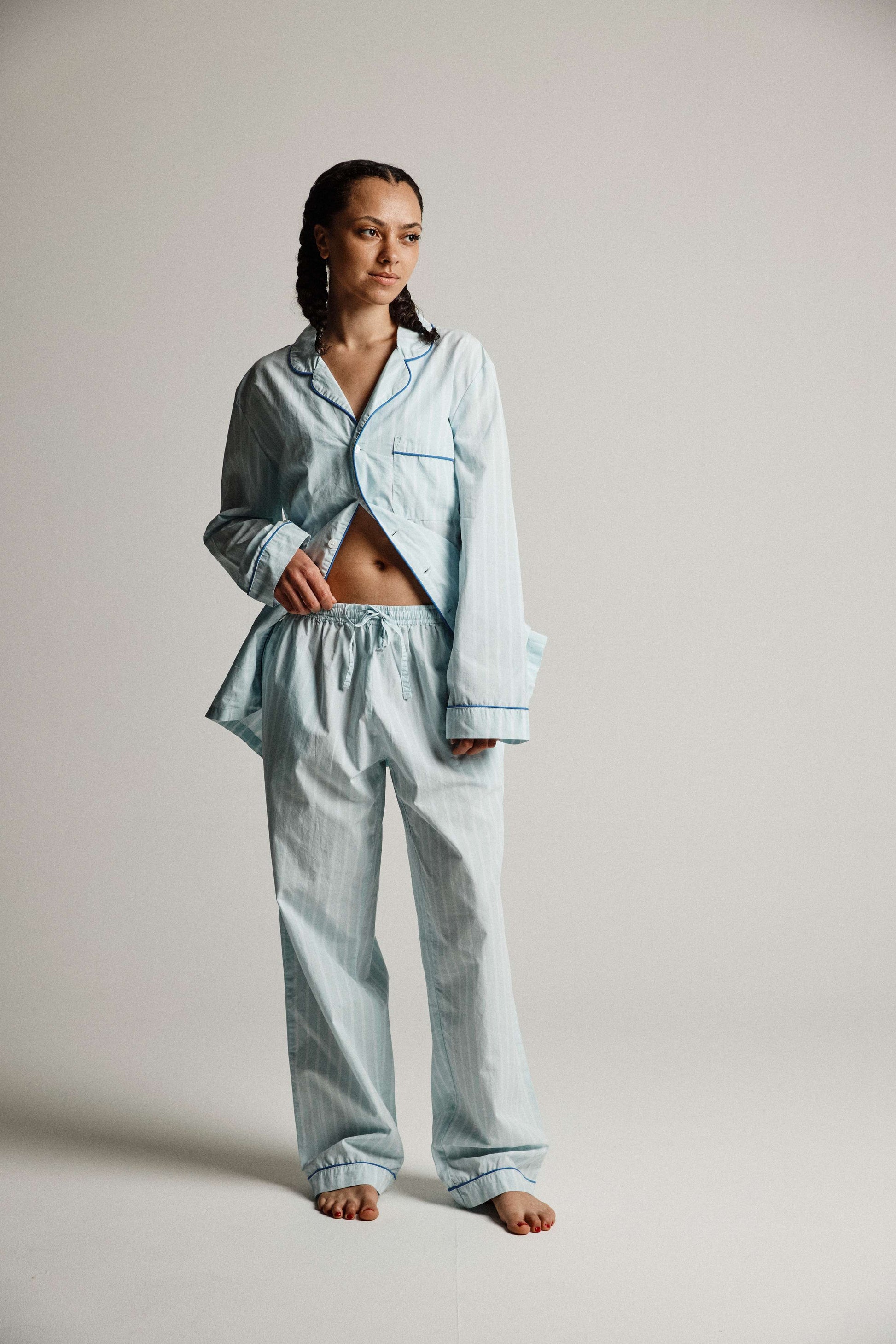 Icy Blue Stripe Adult PJ Set