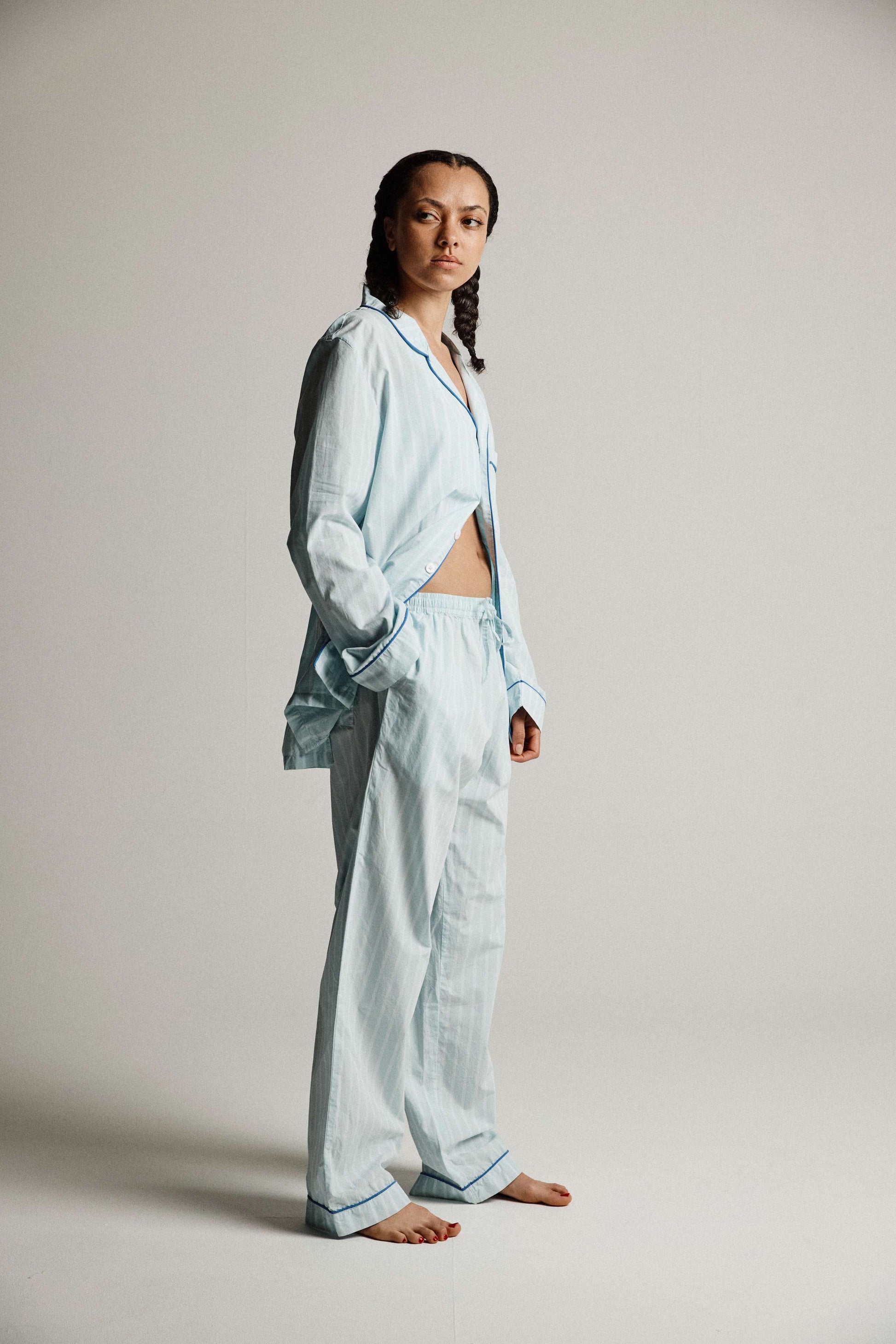 Icy Blue Stripe Adult PJ Set
