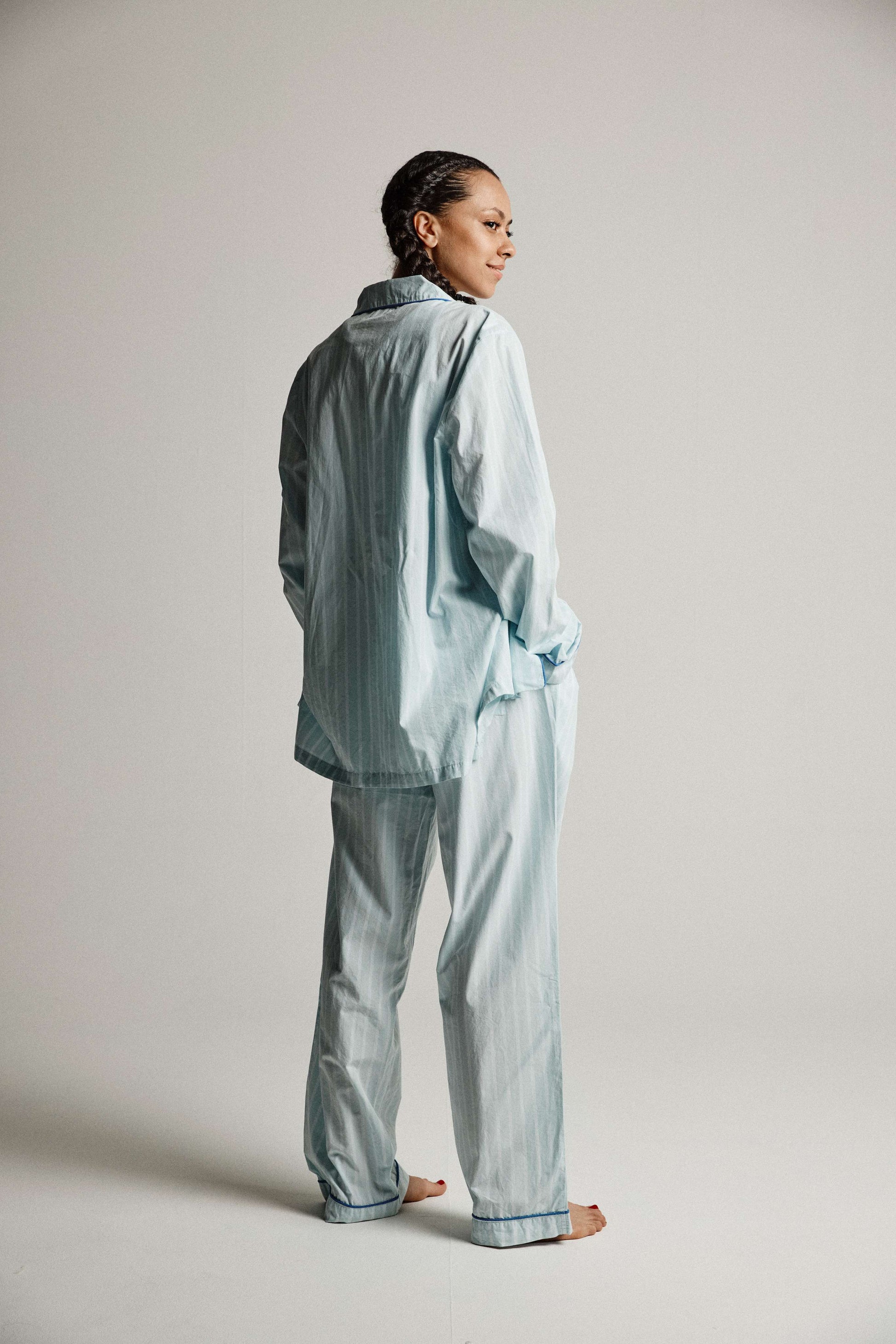 Icy Blue Stripe Adult PJ Set
