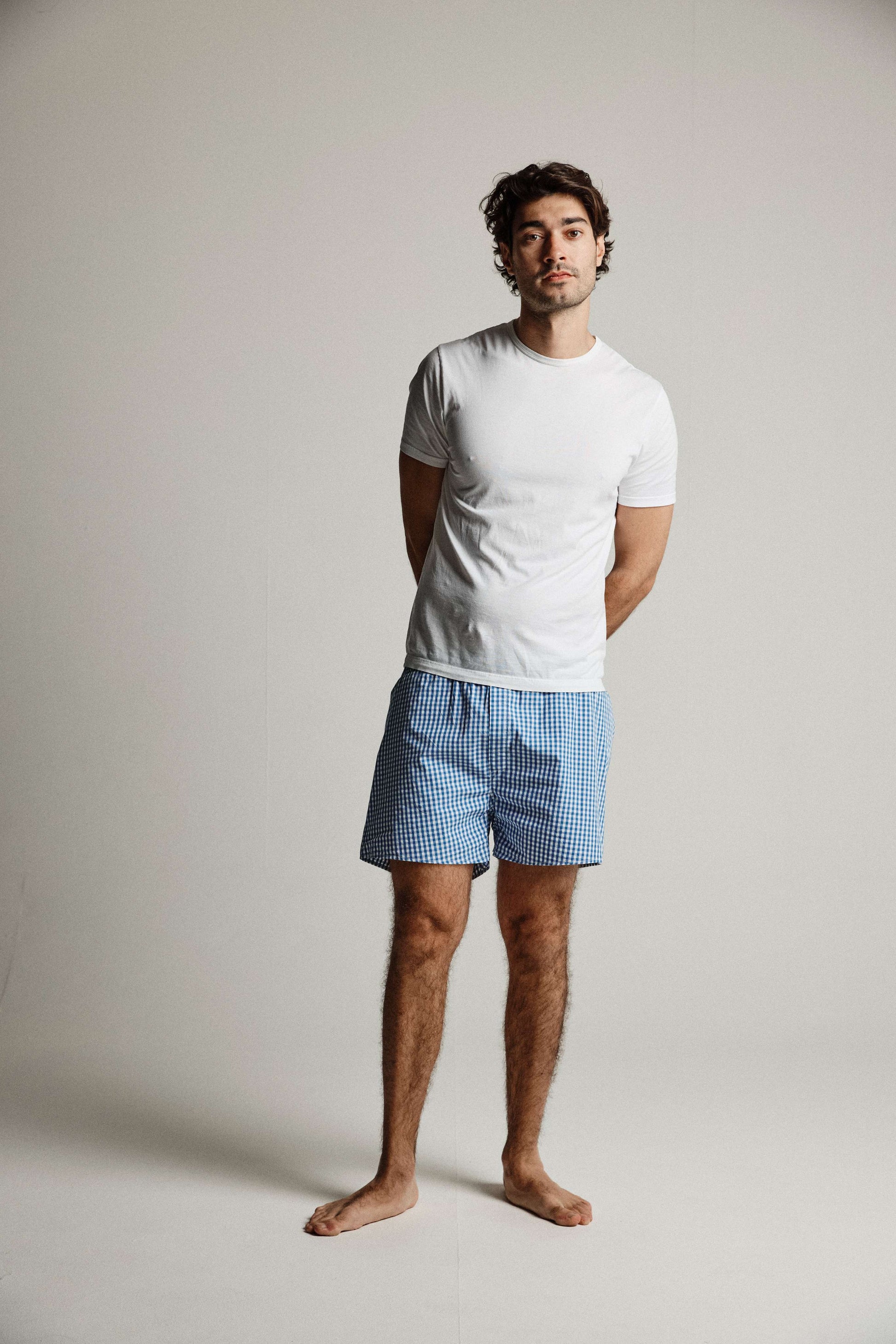 Navy Blue Gingham Boxer
