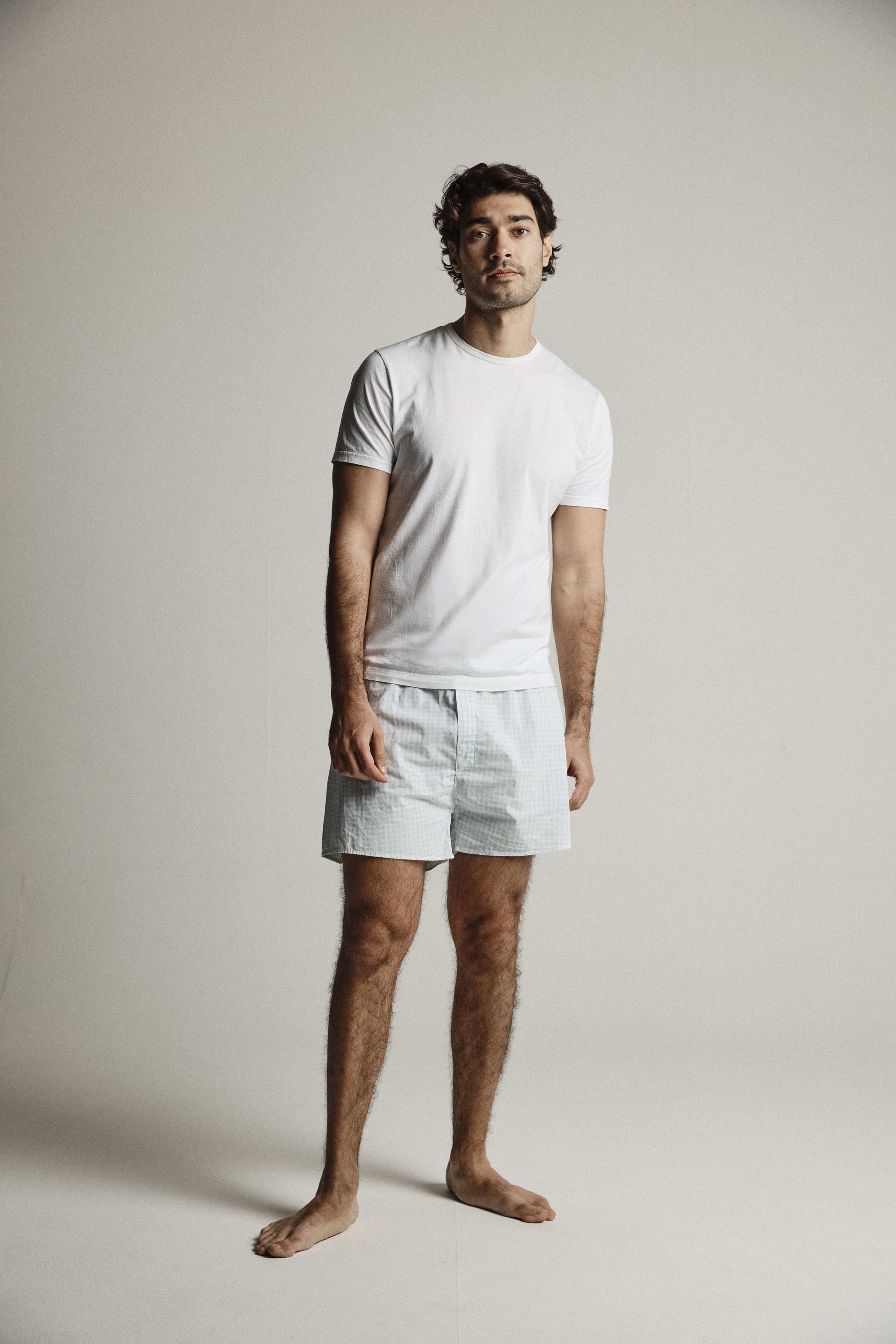 Pale Blue Gingham Check Boxer