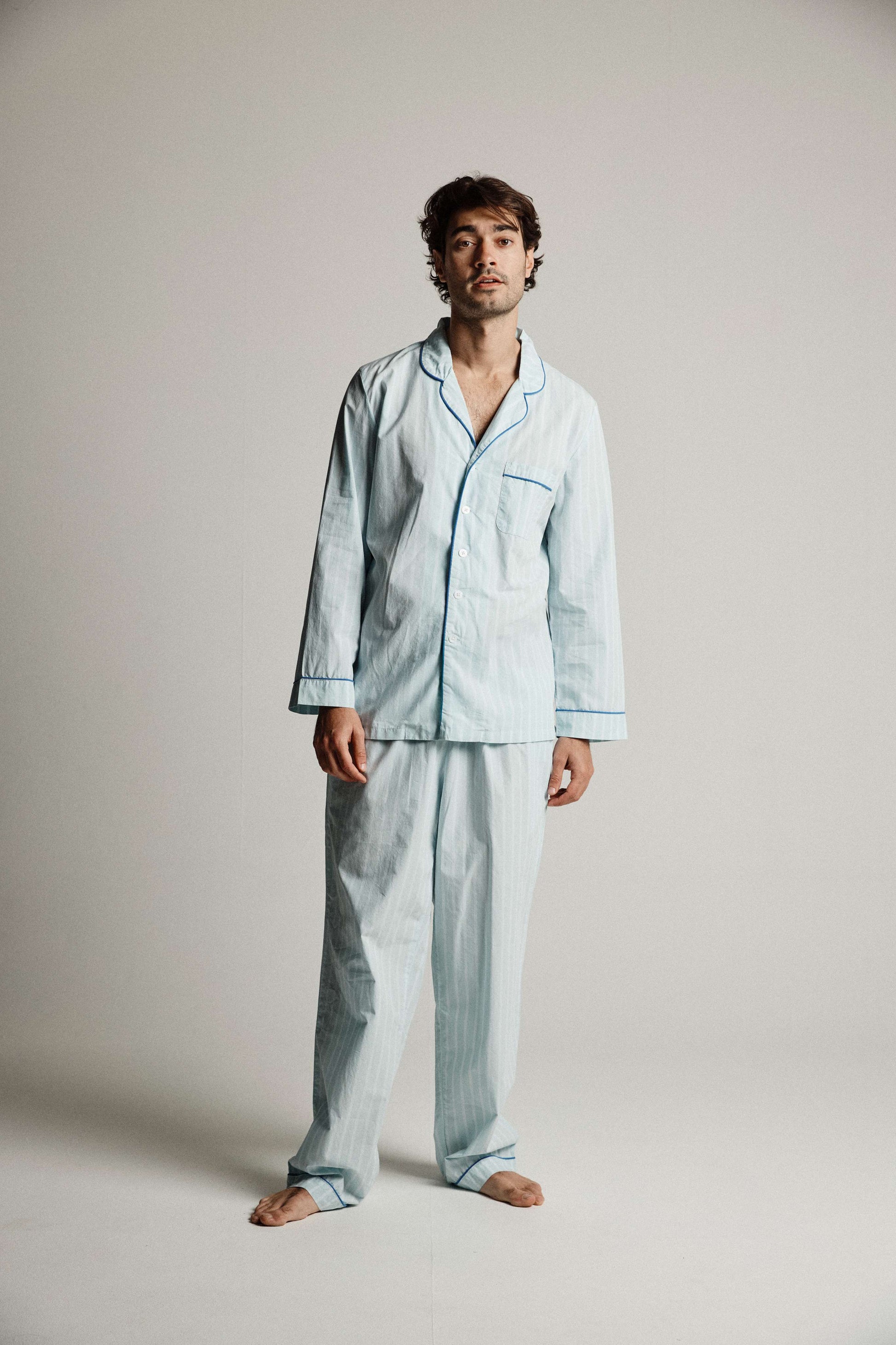 Icy Blue Stripe Adult PJ Set