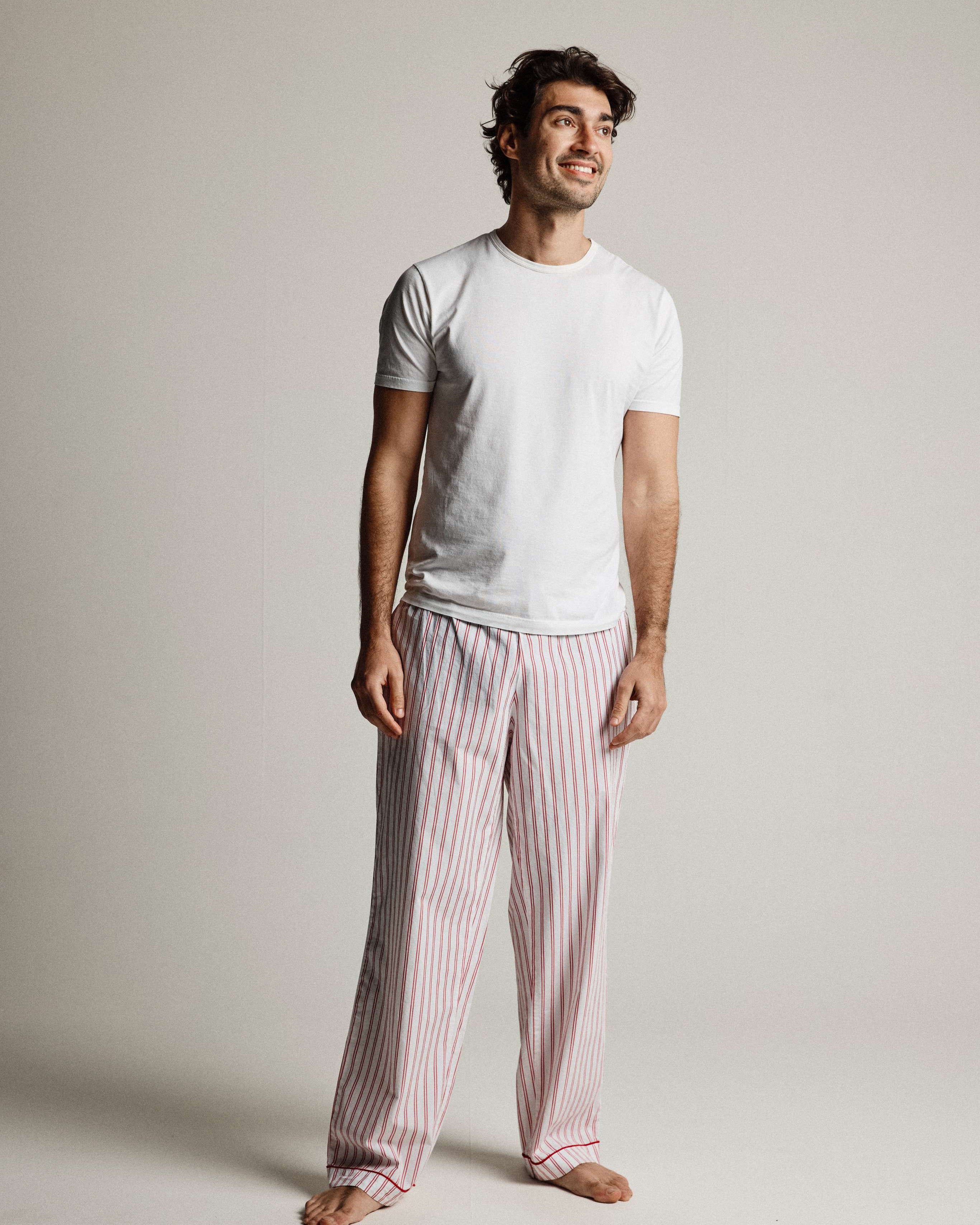 Red French Stripe Adult PJ Bottoms
