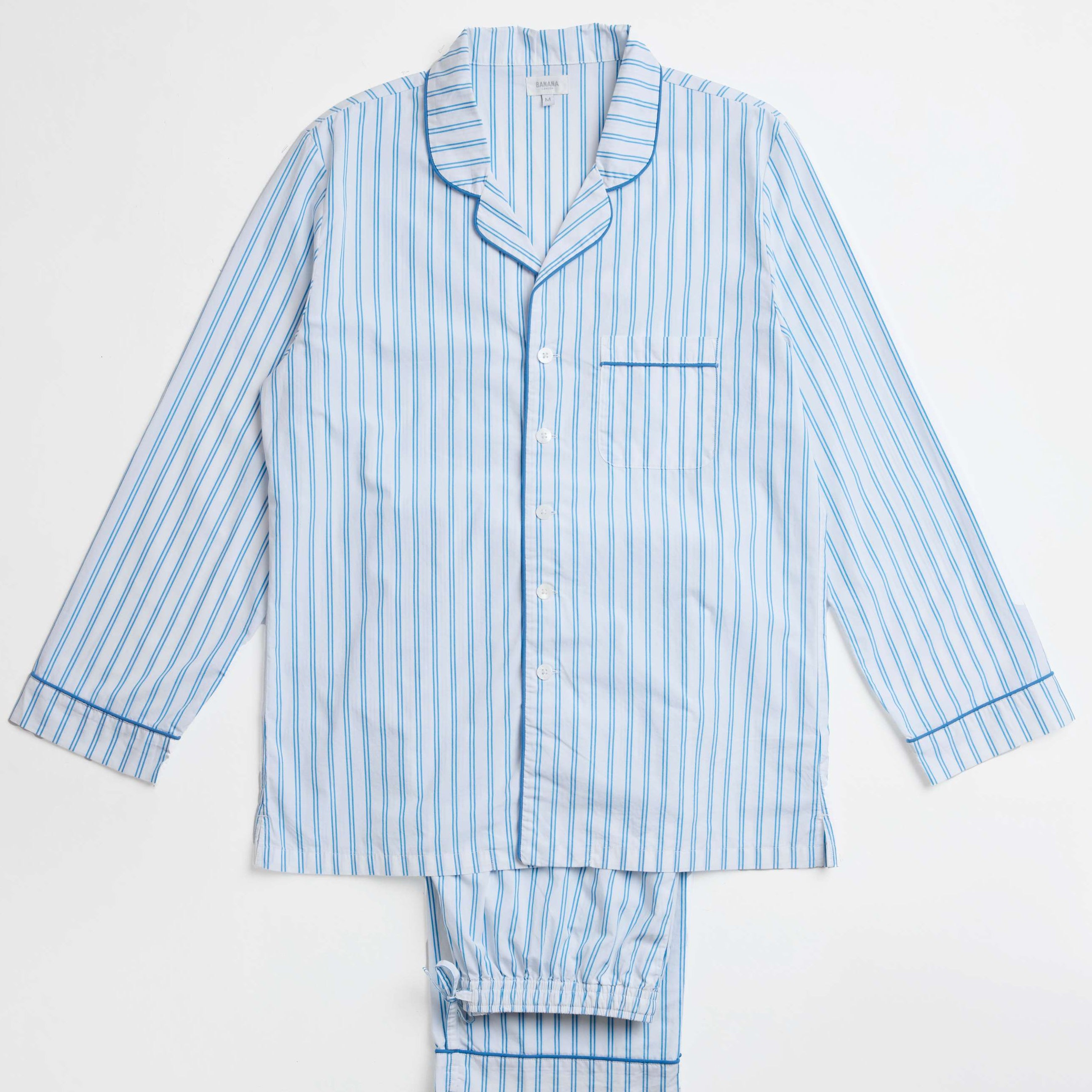 Adult Blue French Stripe PJ Set