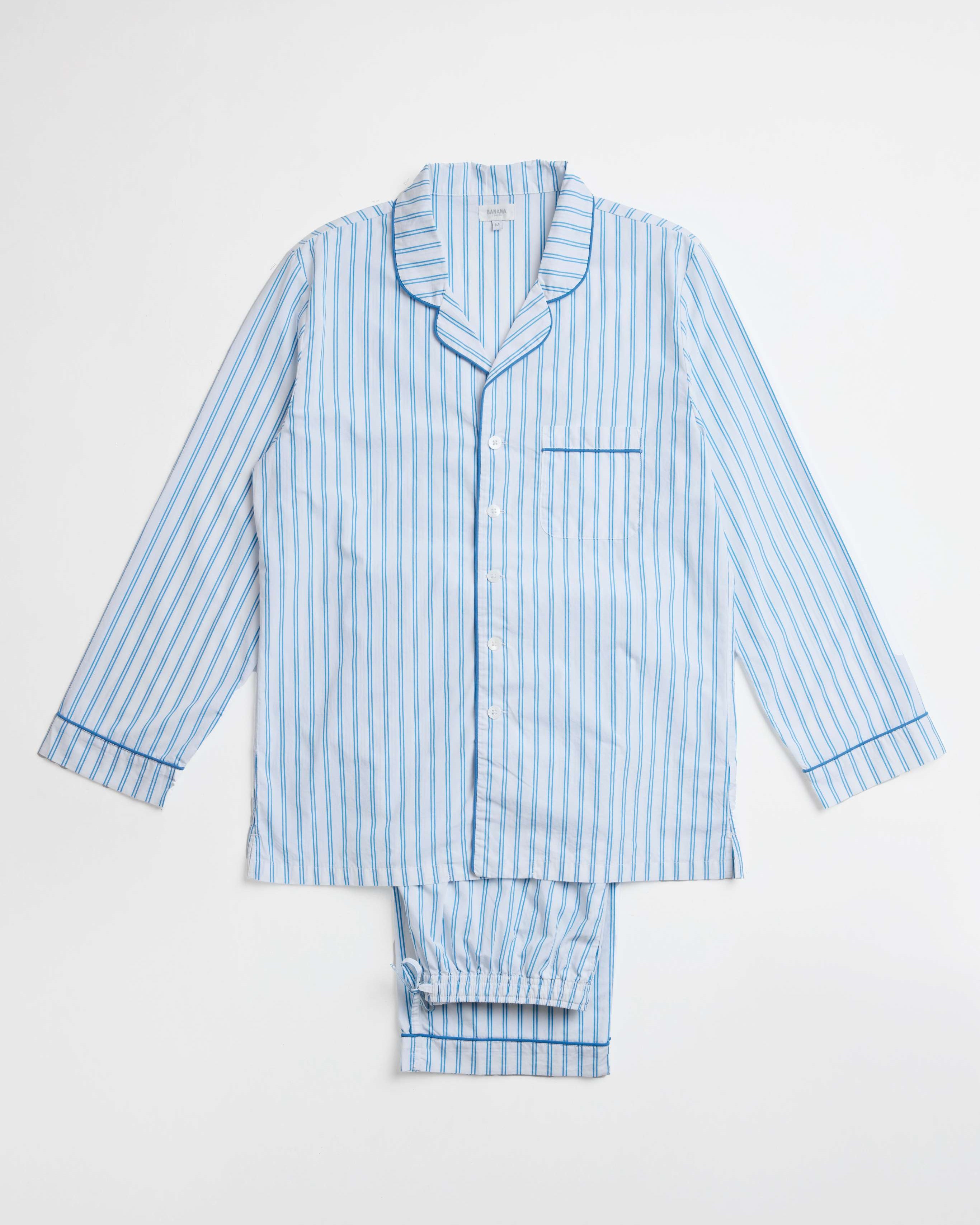 Blue French Stripe Adult PJ Set
