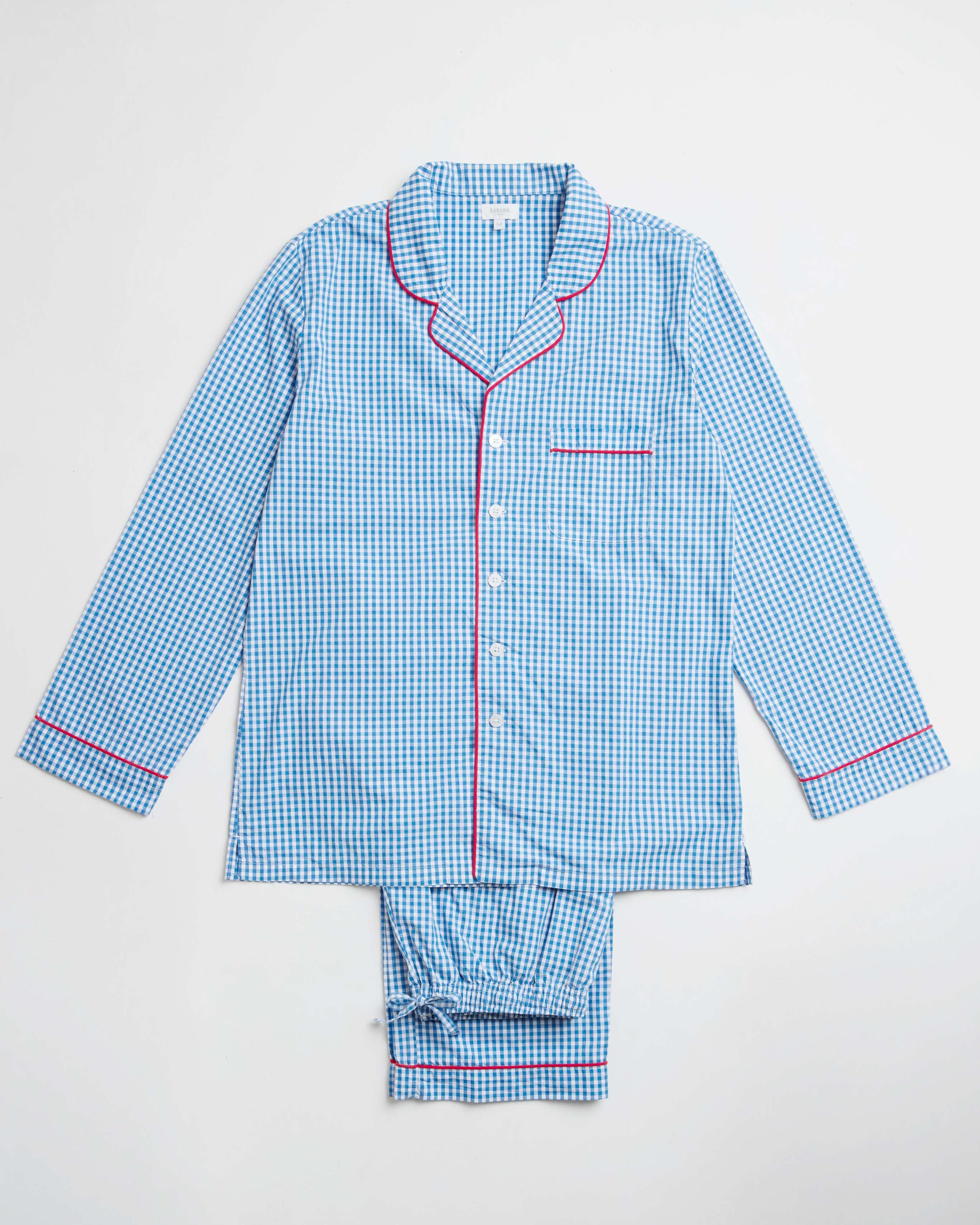 Navy Gingham Adult PJ Set