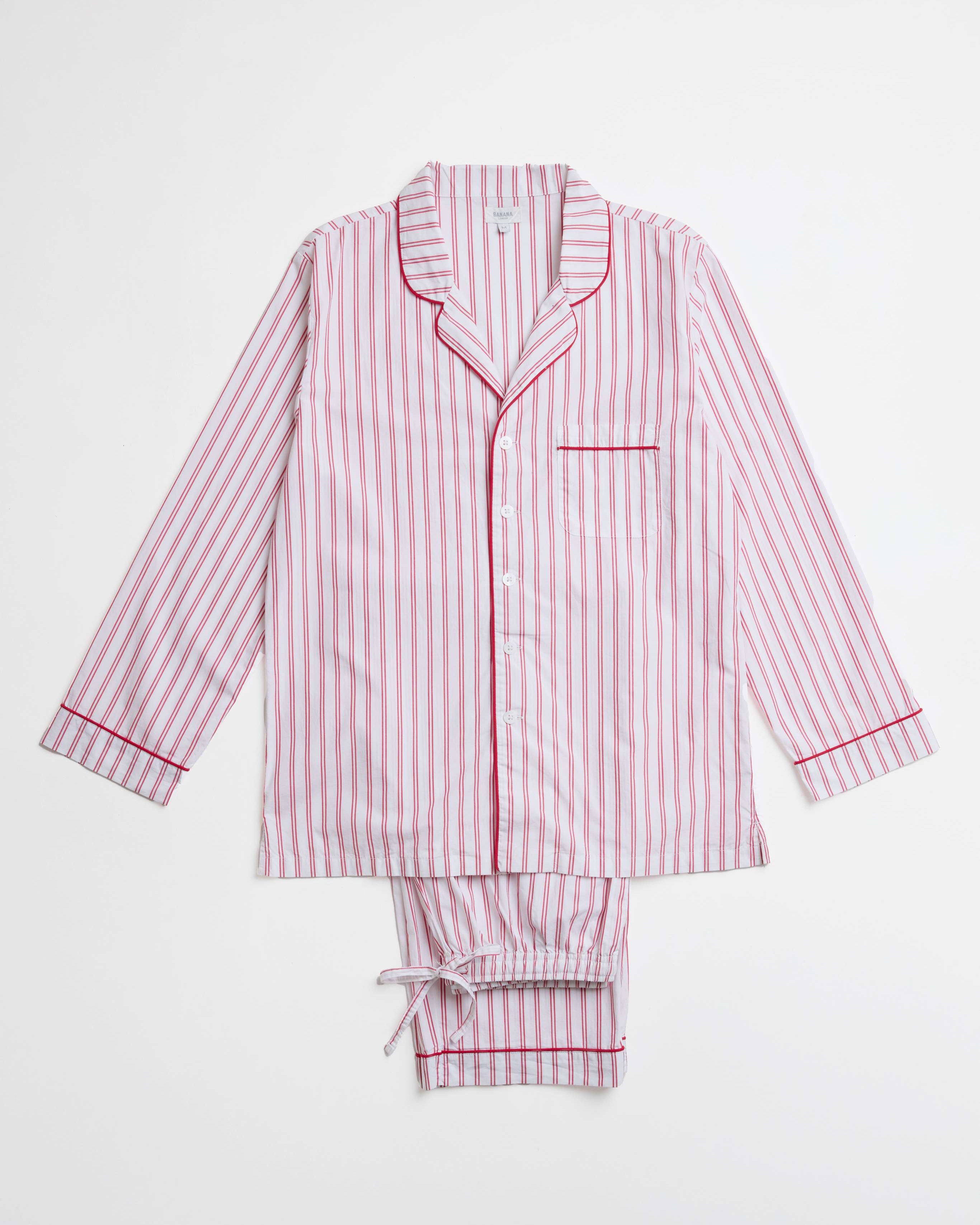 Red French Stripe Adult PJ Set