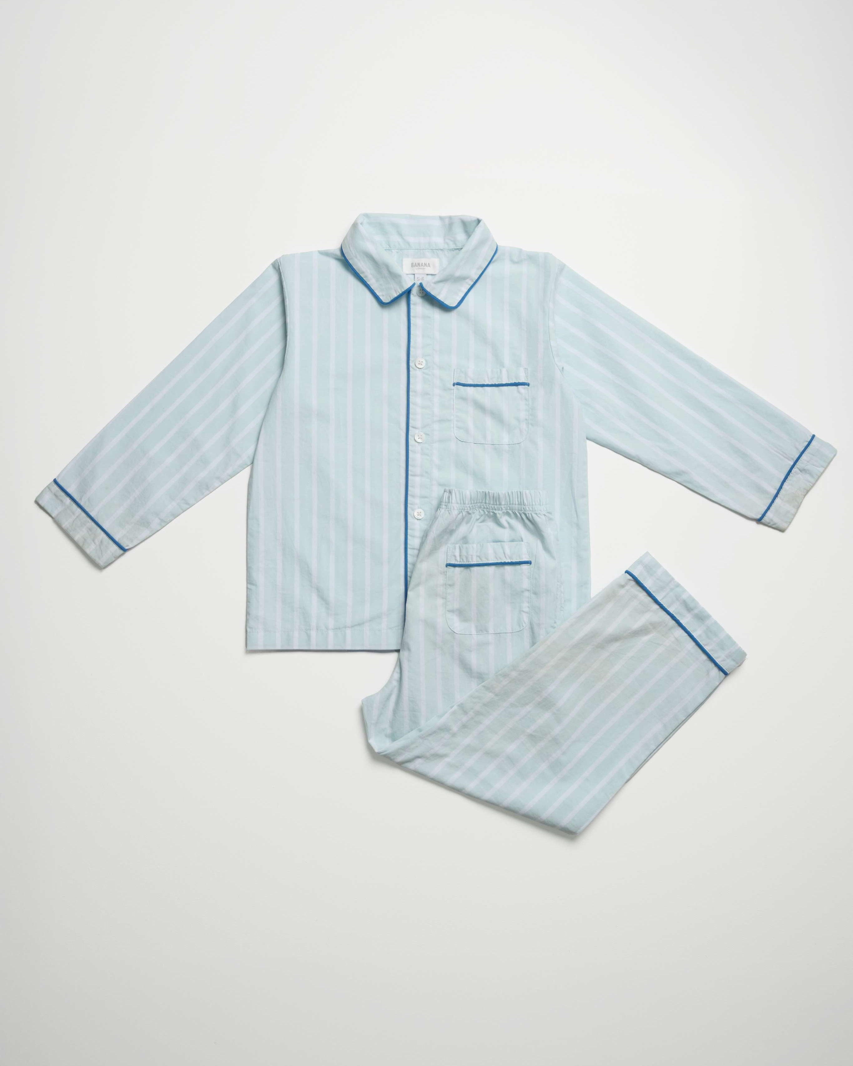 Icy Blue Stripe Kids PJ Long Set