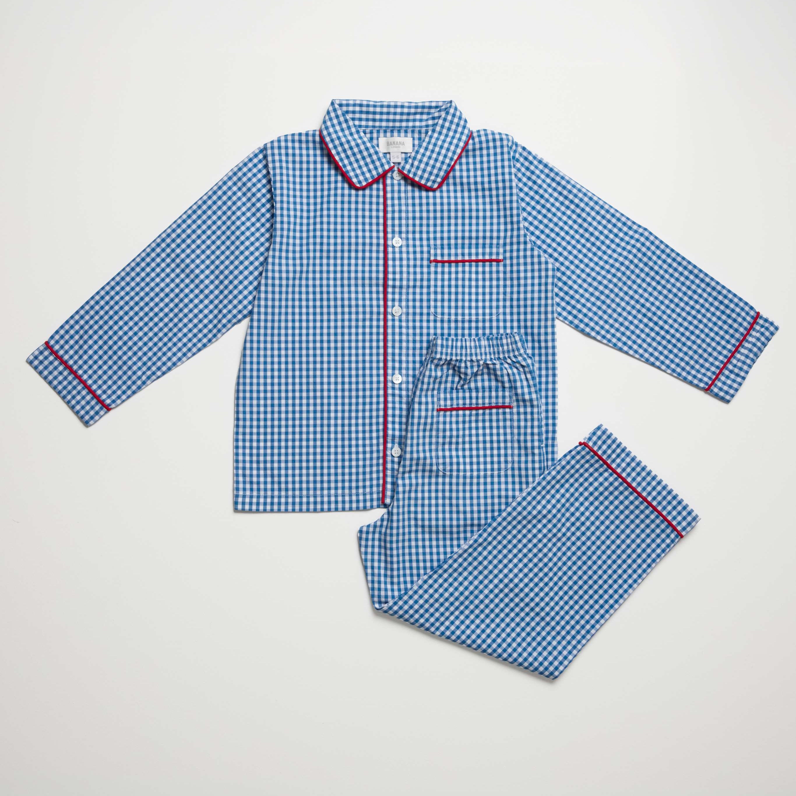 Kids Navy Gingham PJ Long Set