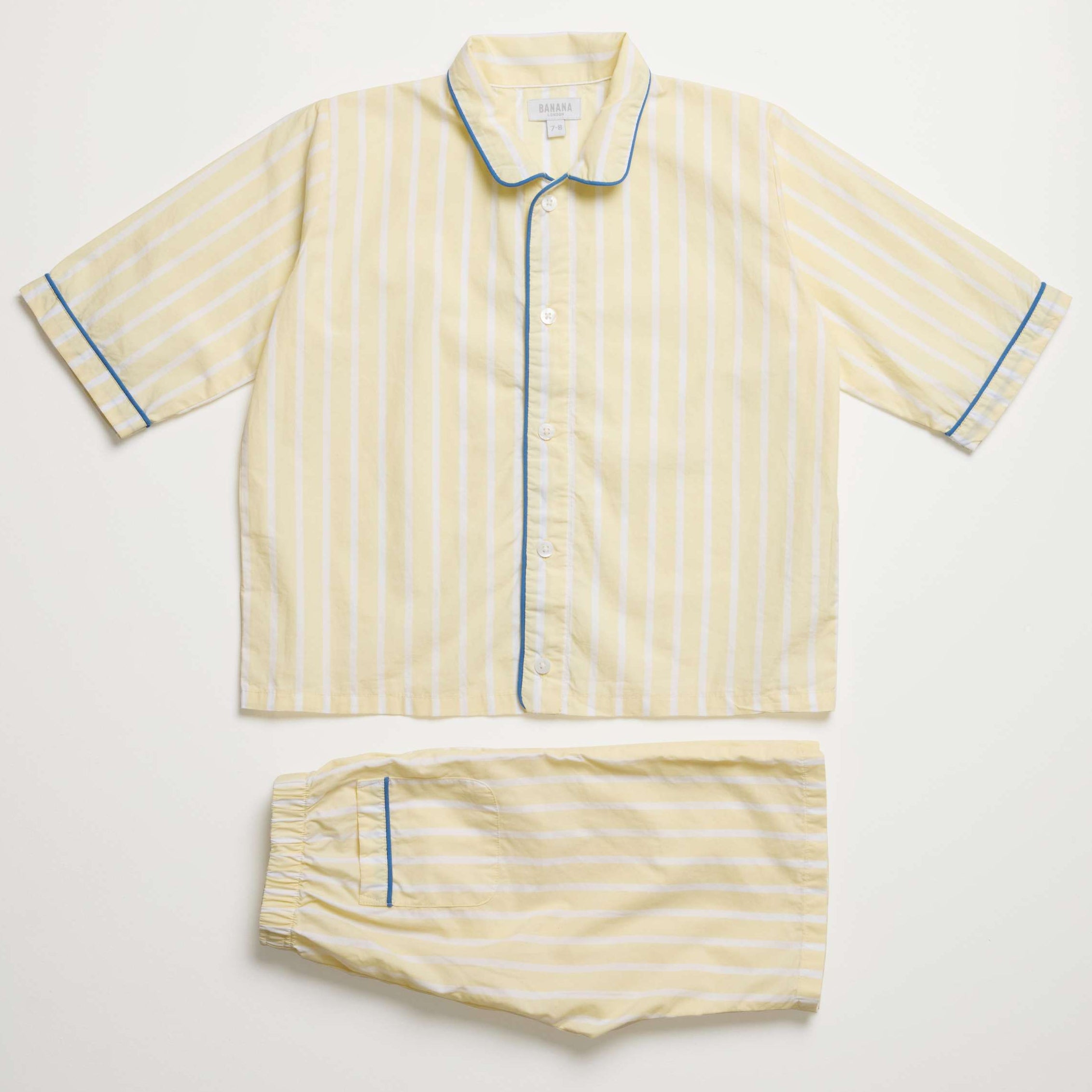 Kids Buttery Yellow Stripe PJ Set Short