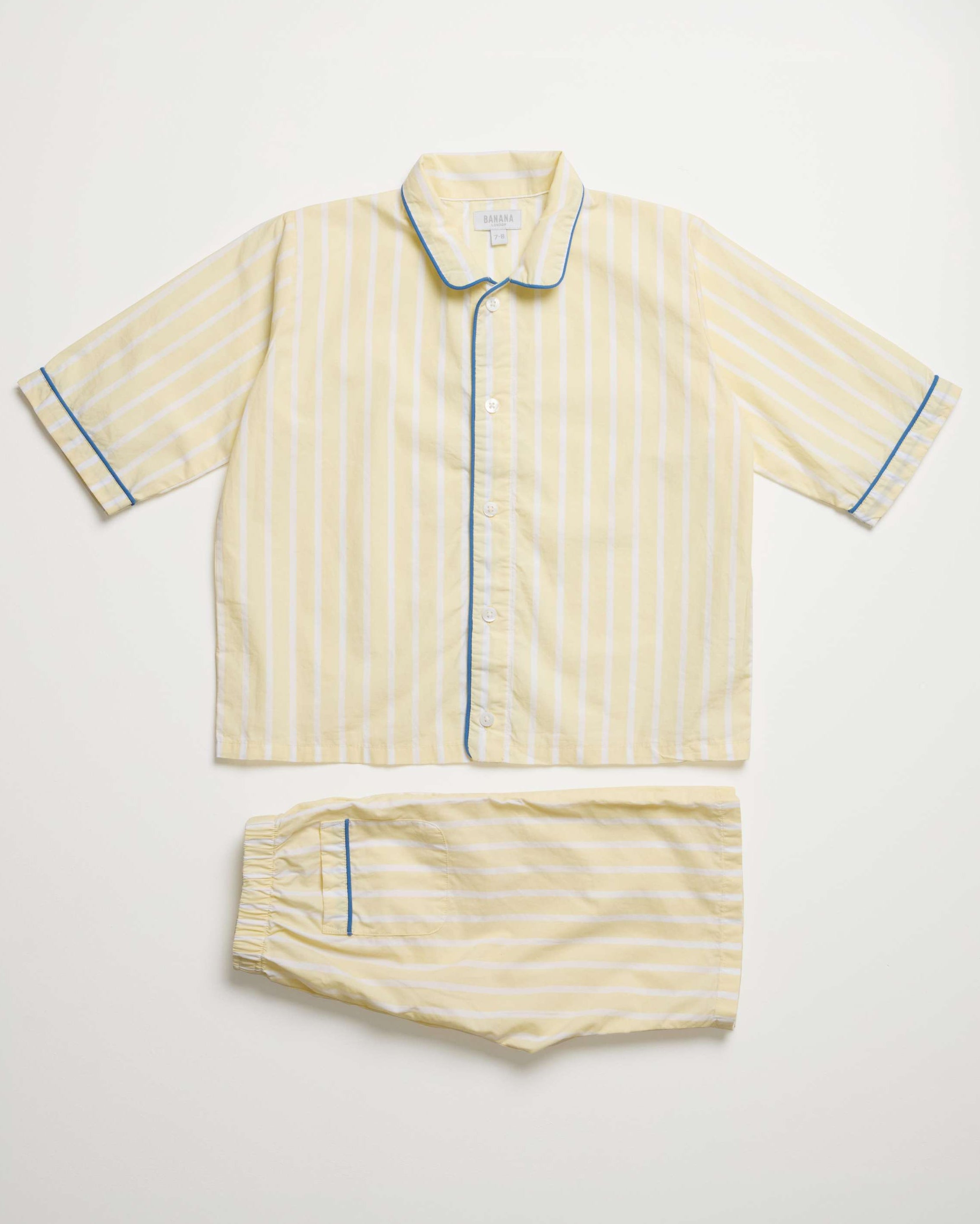 Kids Buttery Yellow Stripe PJ Set Short