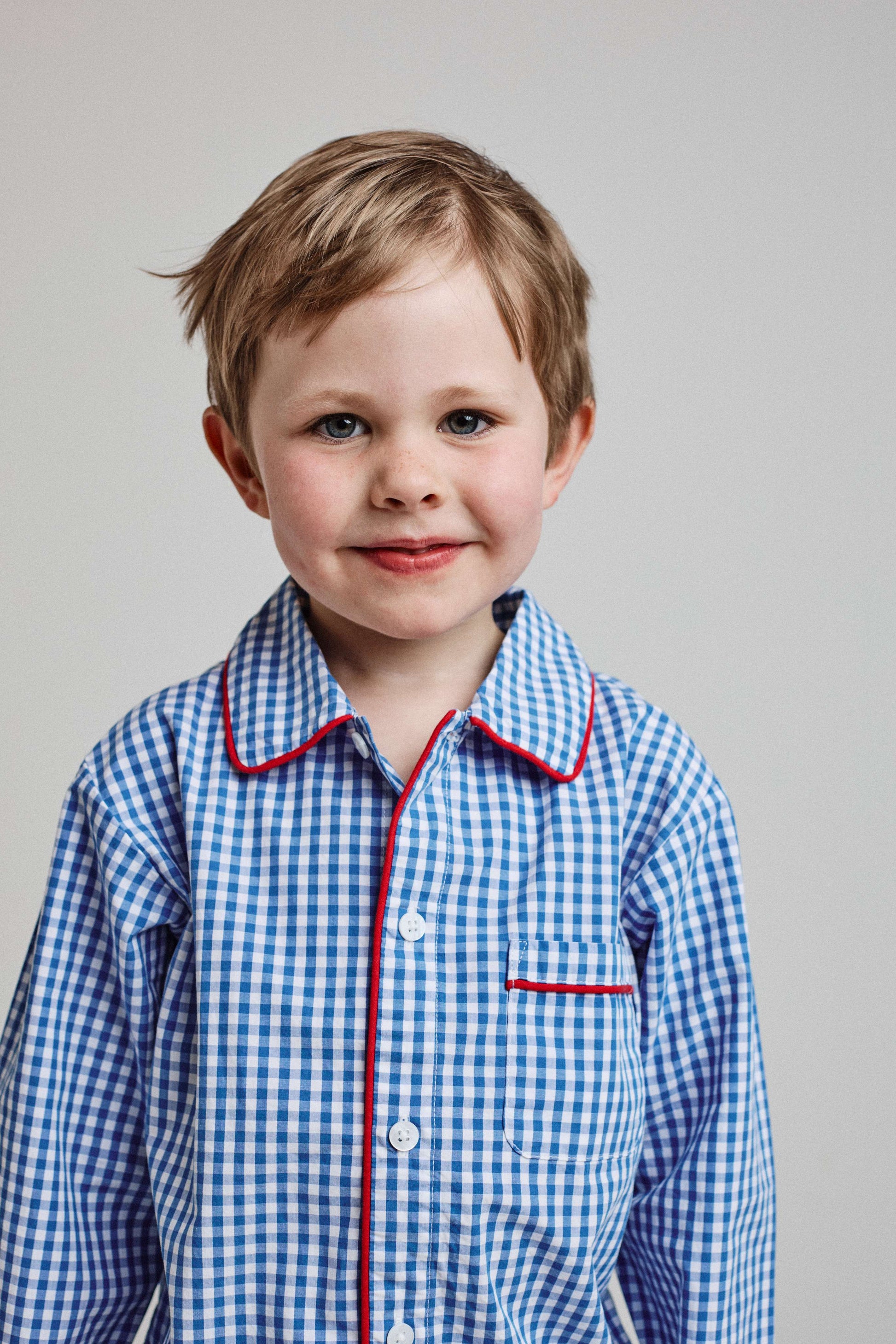 Kids Navy Gingham PJ Long Set
