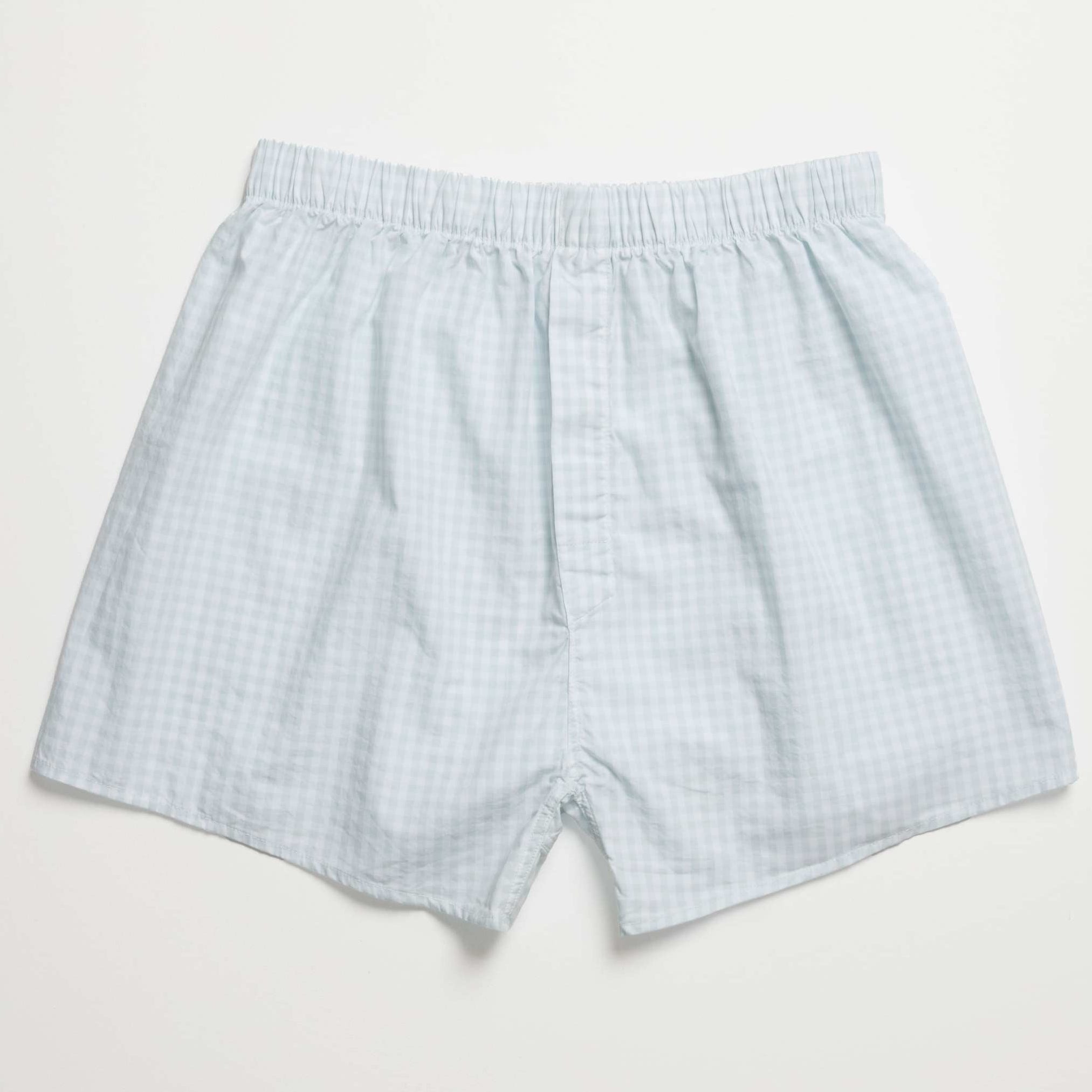 Men Pale Blue Gingham Check Boxer
