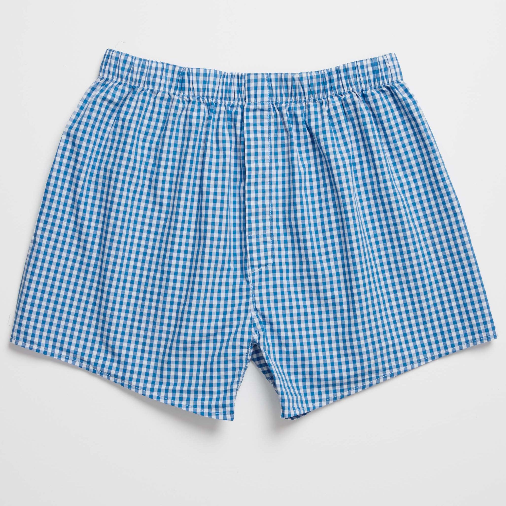 Men Navy Blue Gingham Boxer