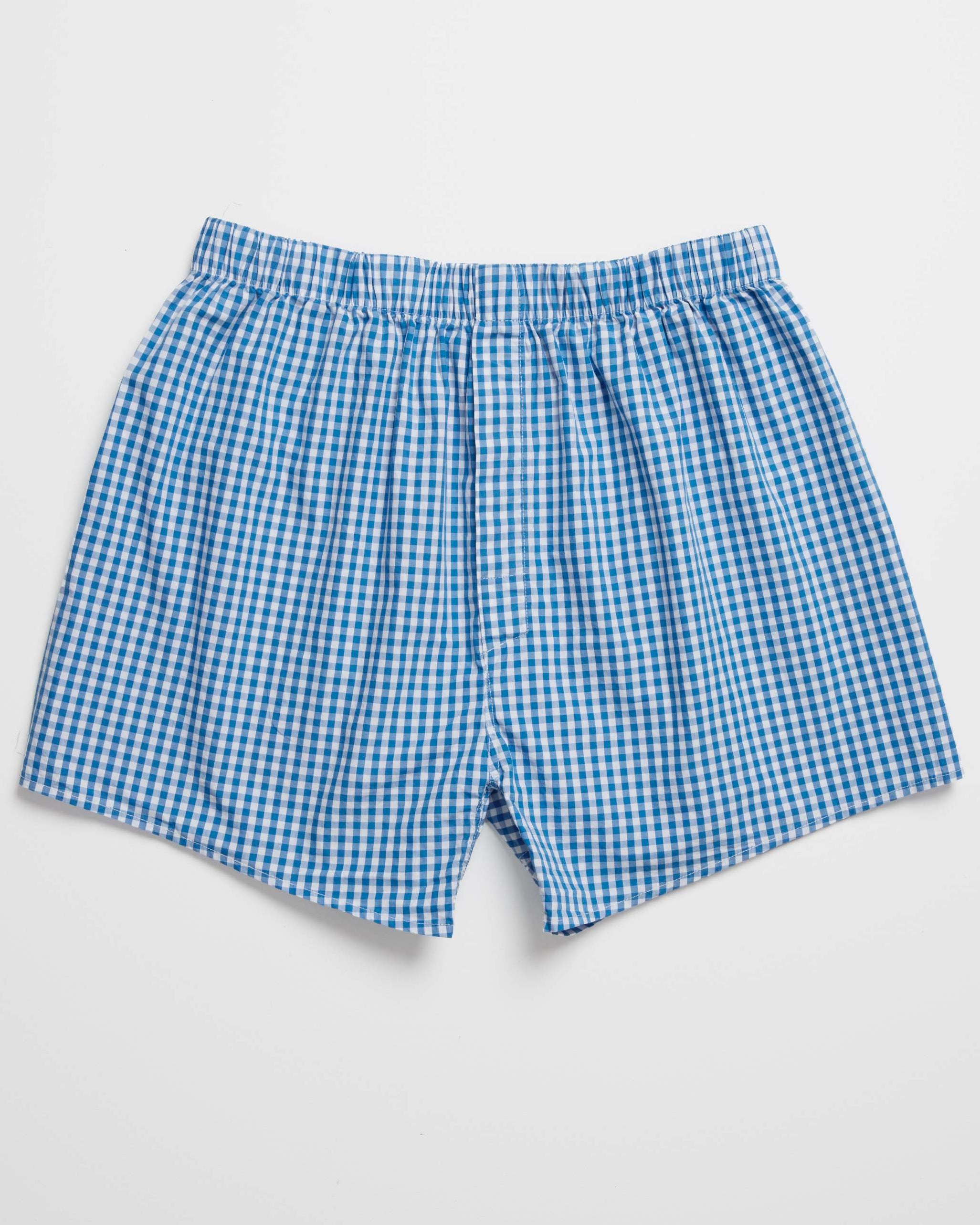 Men Navy Blue Gingham Boxer