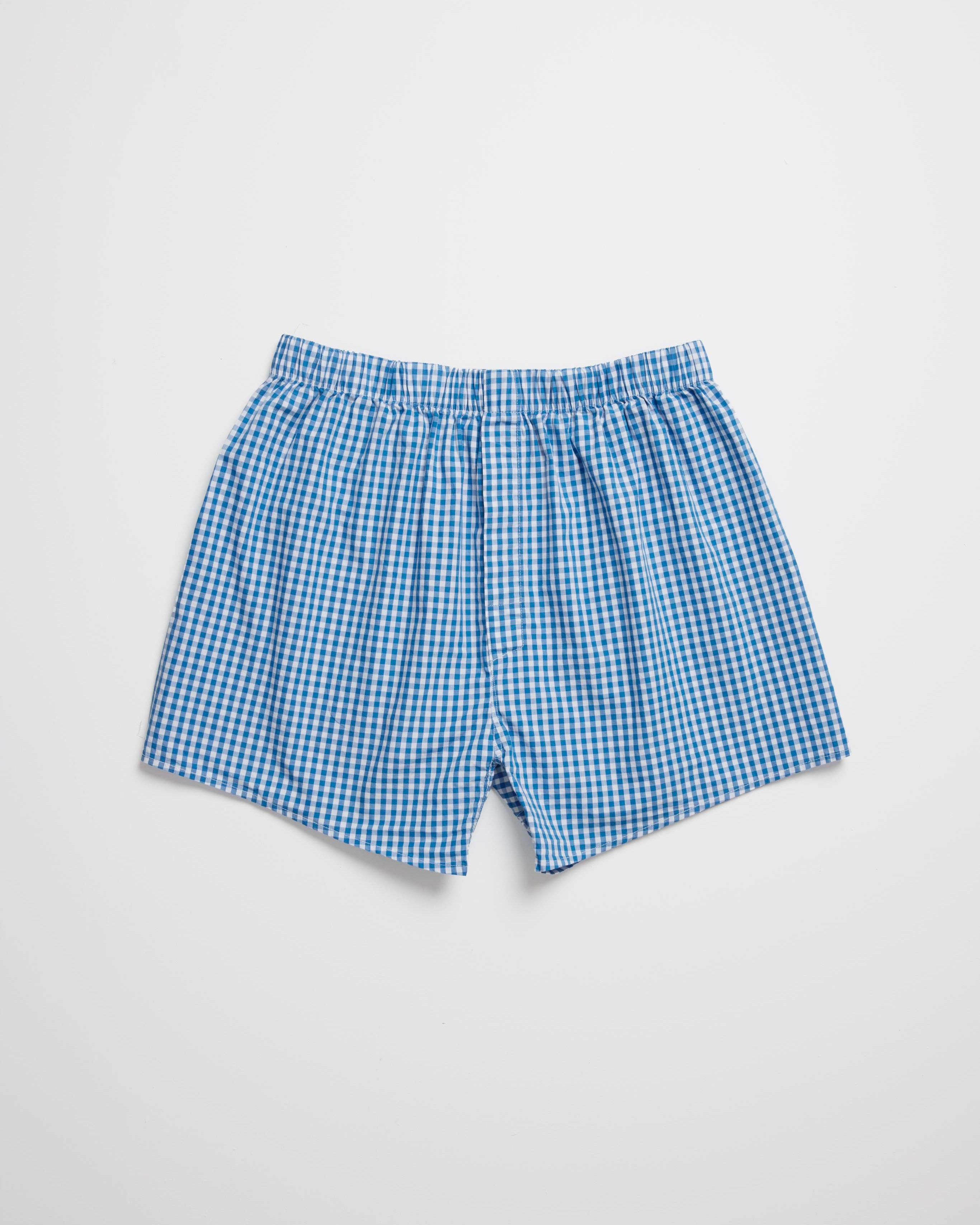 Navy Blue Gingham Boxer