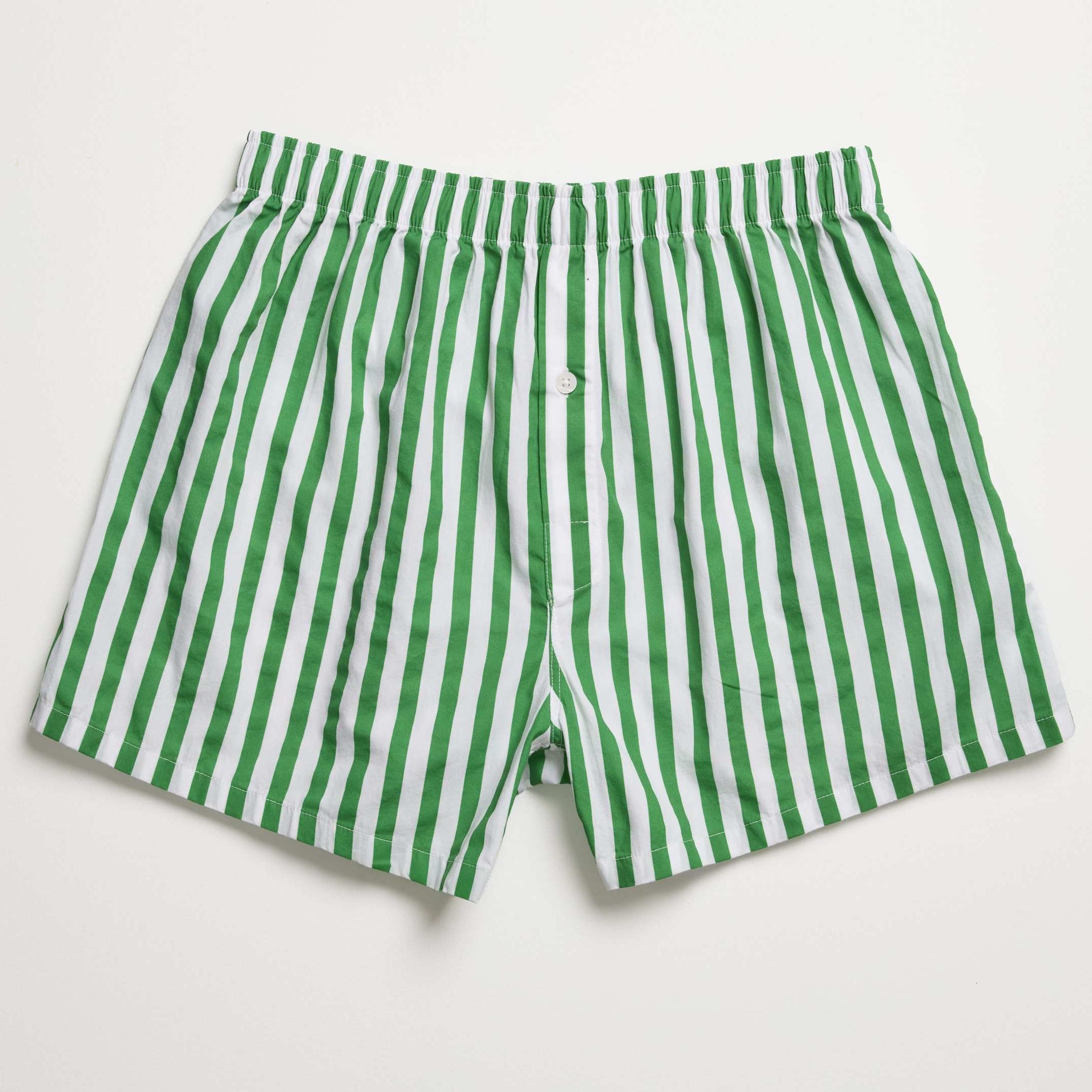 Men Green and White Stripe Boxer