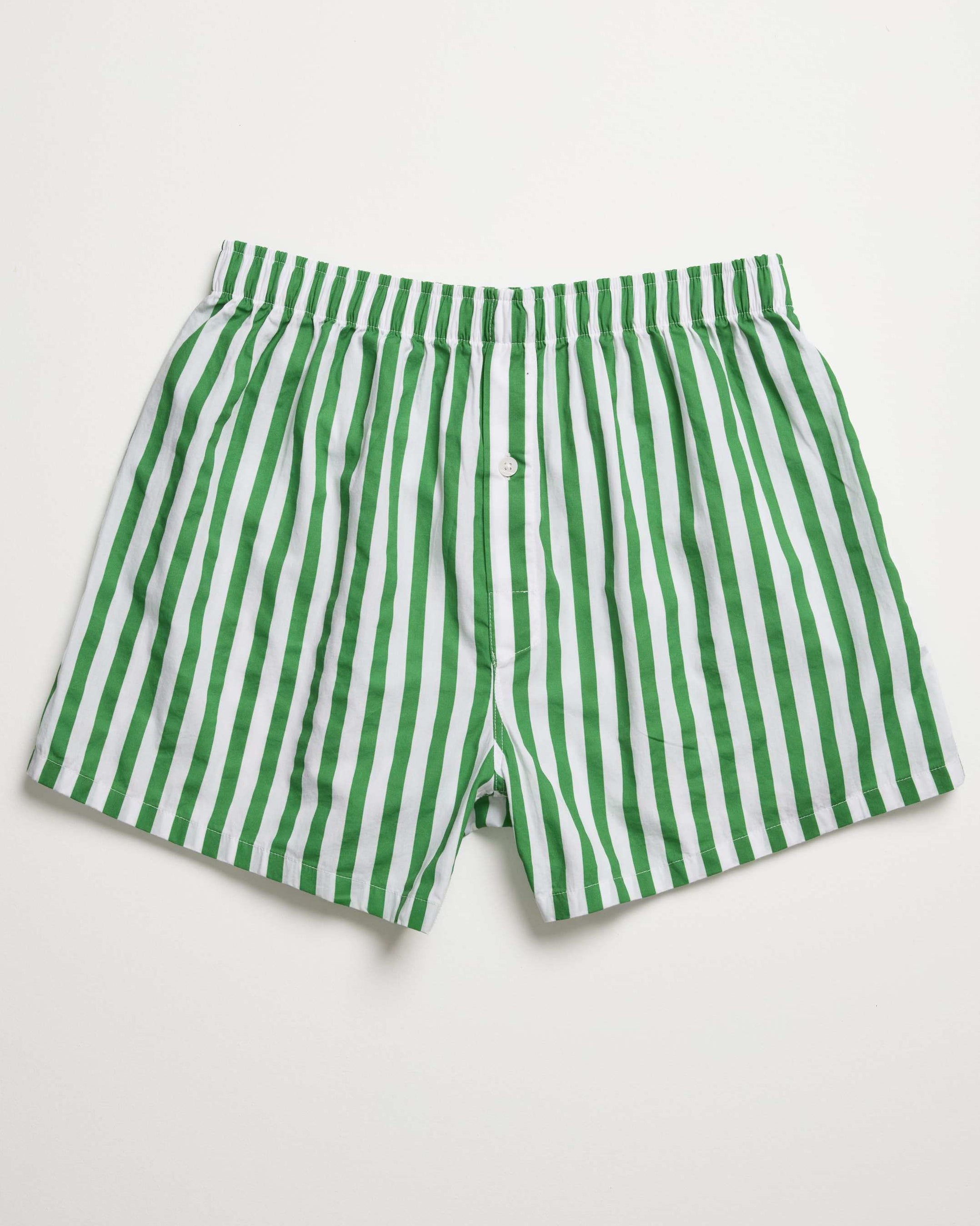 Men Green and White Stripe Boxer