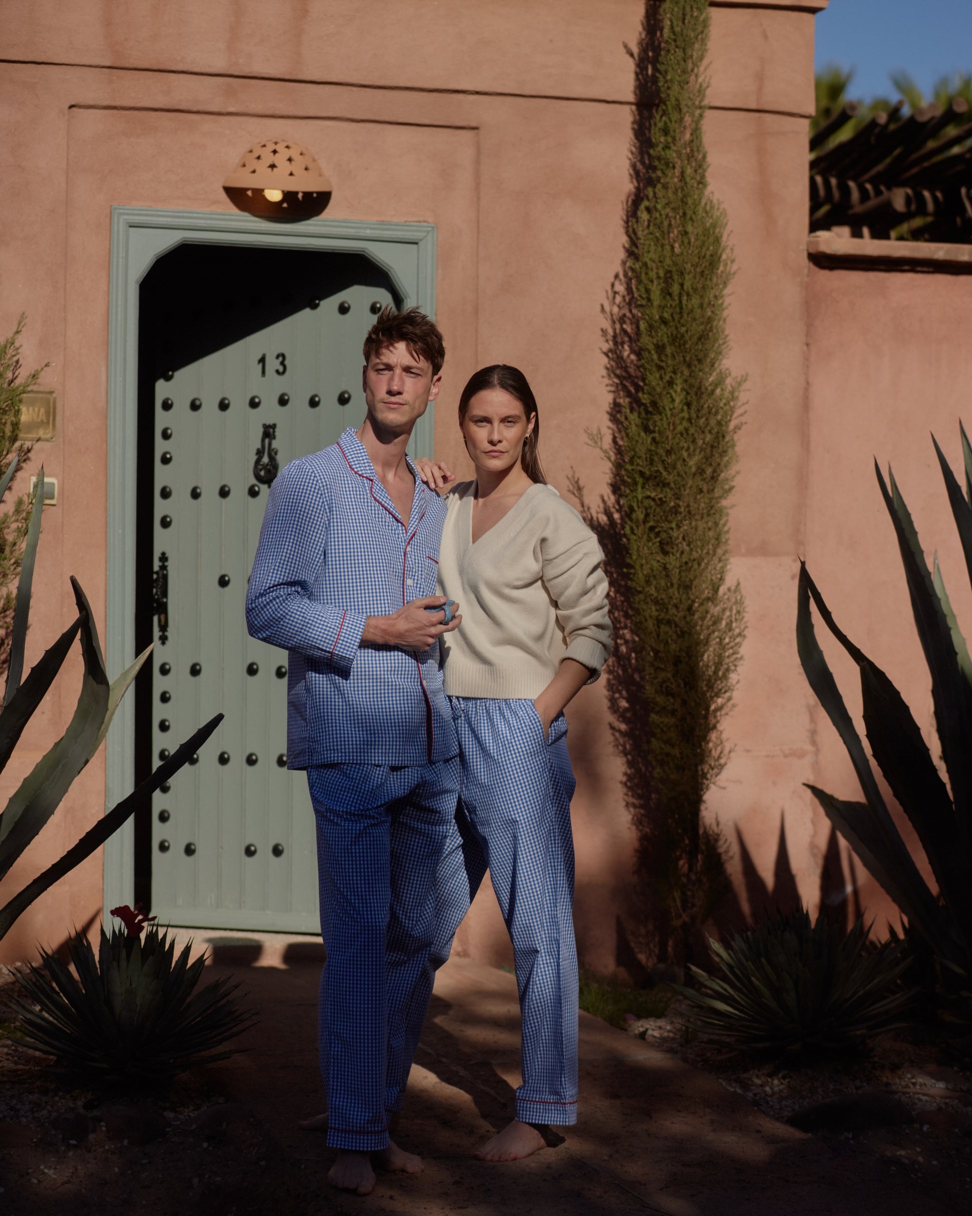 Adult Navy Gingham PJ Bottoms