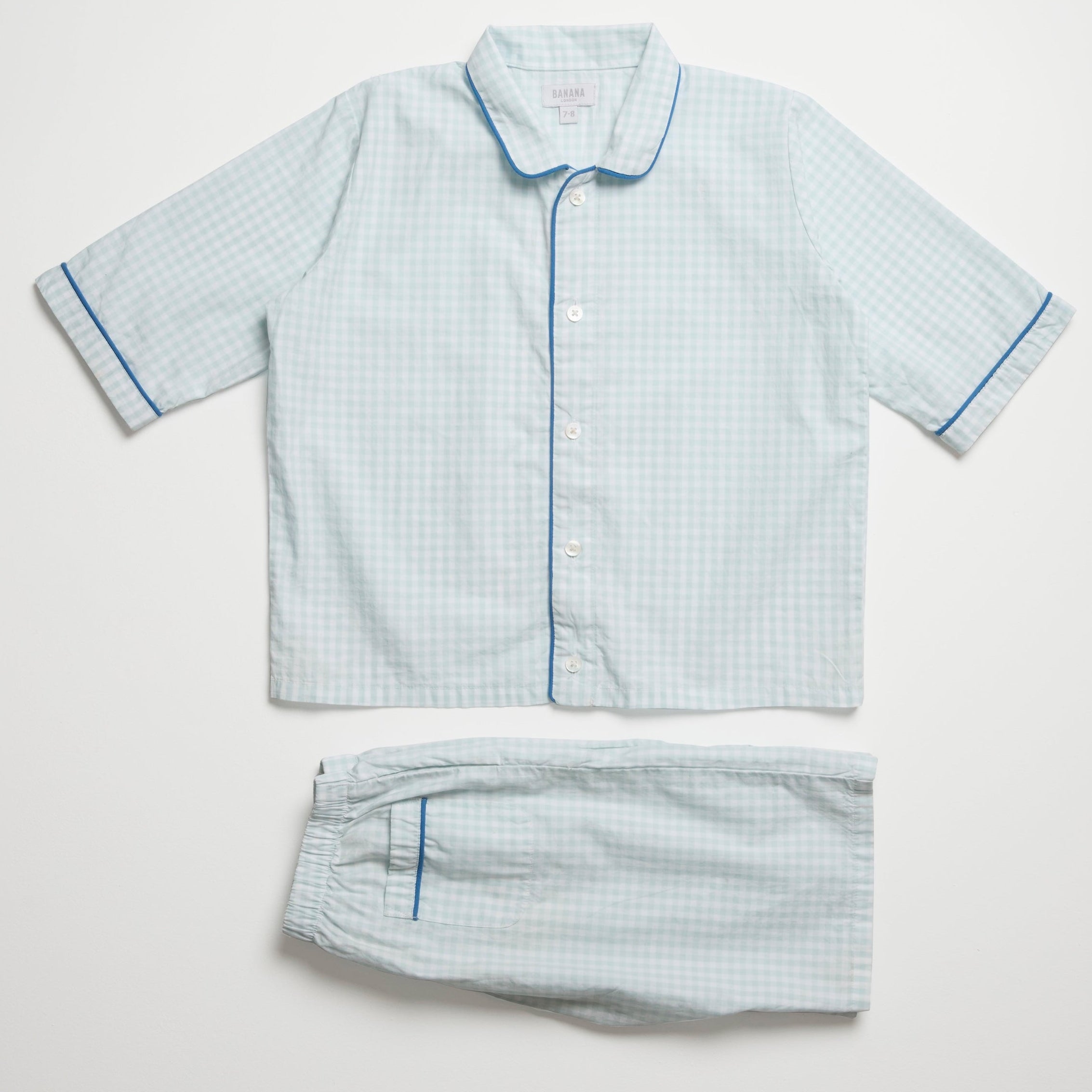 Kids Pale Blue Gingham PJ Short Set