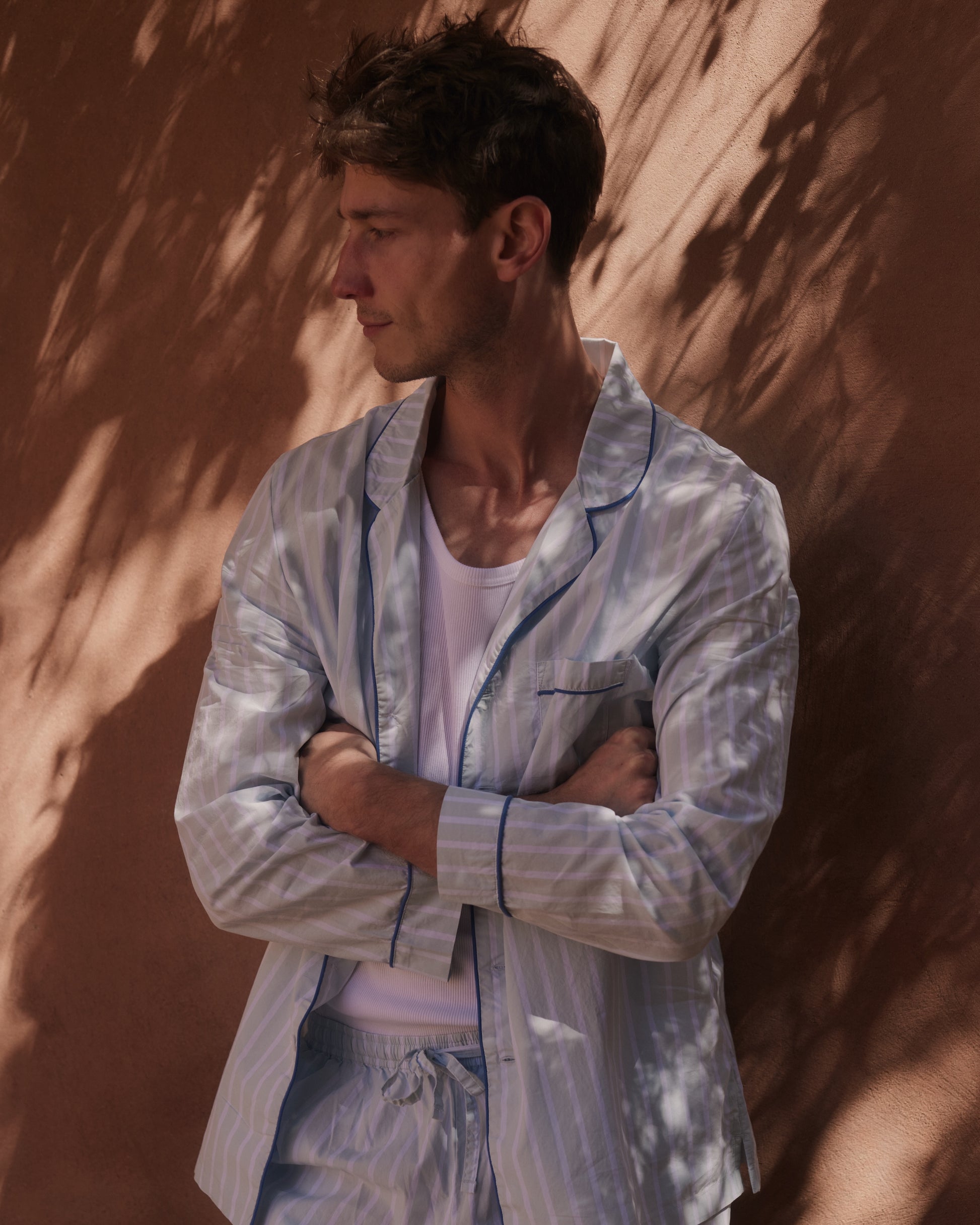 Adult Icy Blue Stripe PJ Set