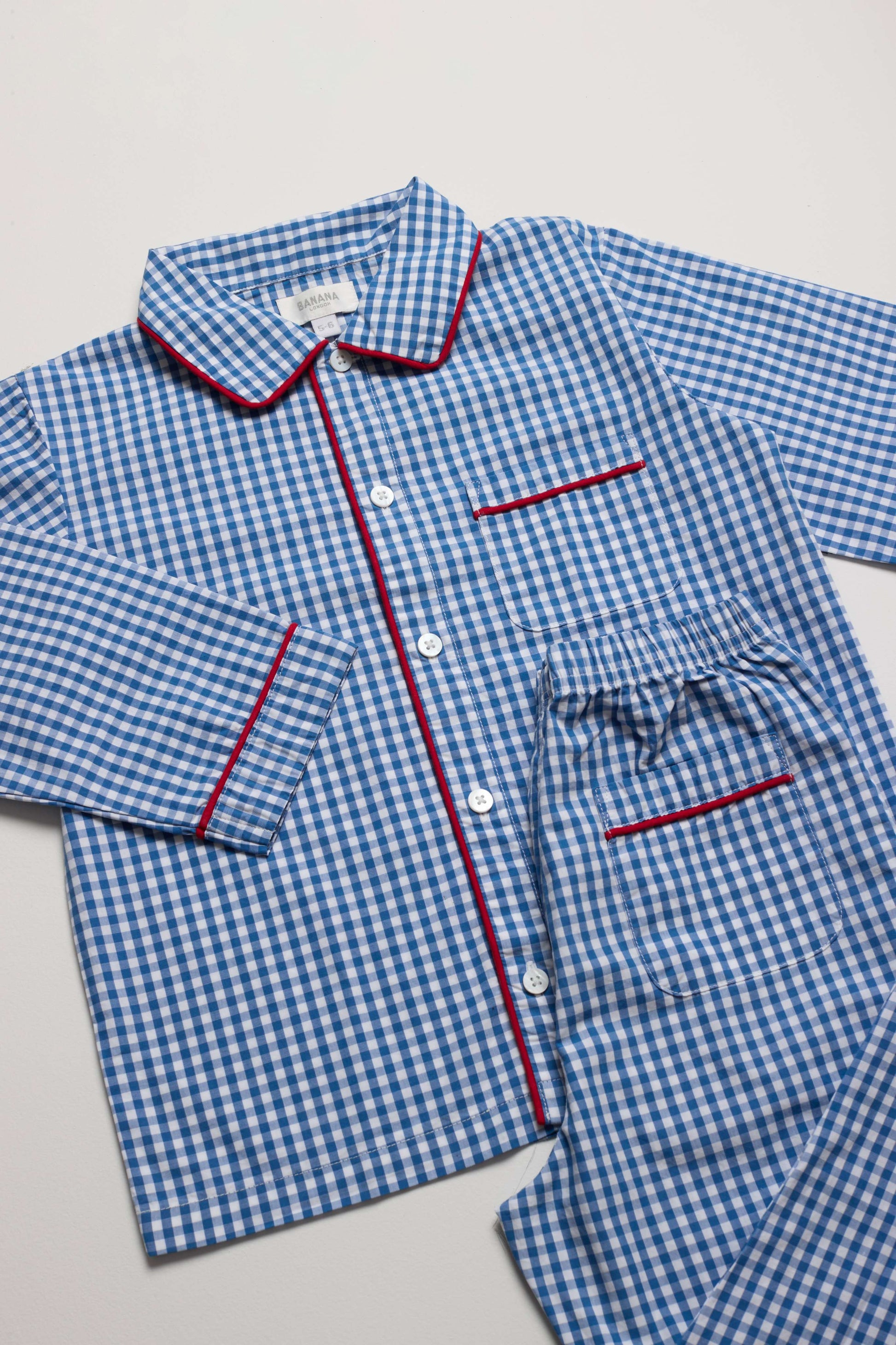 Kids Navy Gingham PJ Long Set